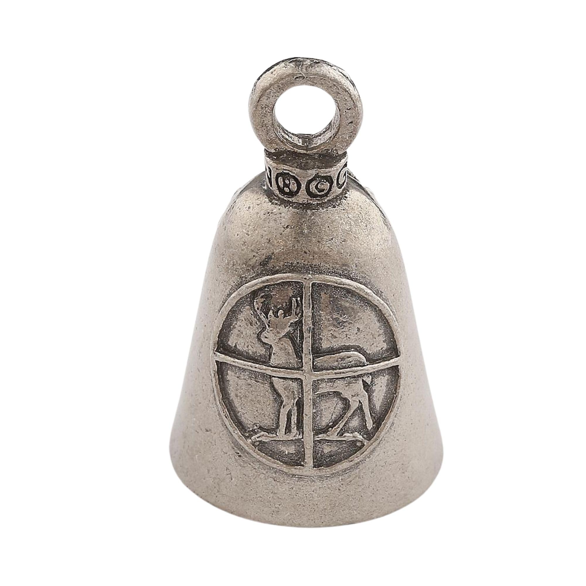Guardian Bell Deer Hunter Good Luck Bell W/Keyring & Black Velvet Gift Bag | Motorcycle Bell | Lead-Free Pewter | Good Luck Gift