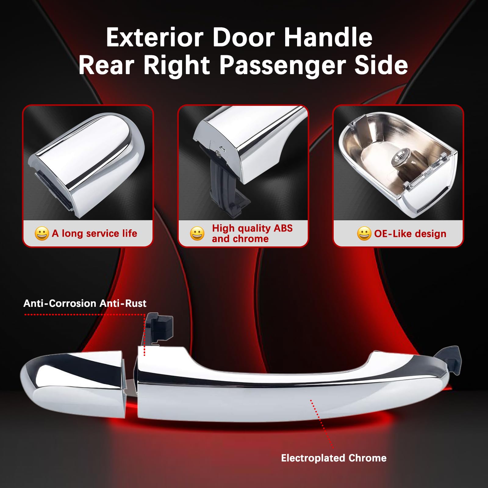 Faersi Exterior Door Handle Rear Right Passenger Side Chrome Handle Replacements For Kia Sorento 2011 2012 2013 2014 2015, Oe 82