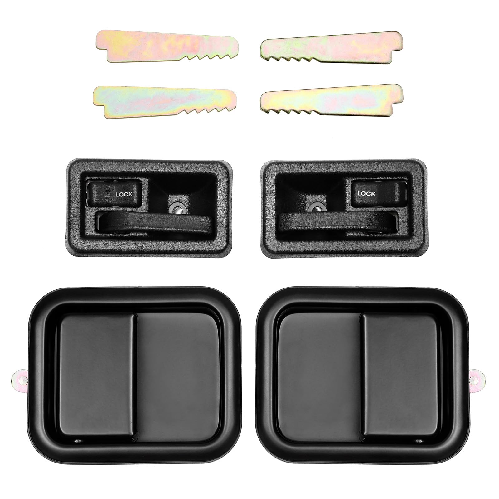 Door Handle Set, Exterior & Interior Left Driver & Right Passenger Side, Compatible With 1991-1996 Jeep Wrangler Yj 1997-2004 Tj Replace# 79540 79541 55176383Ae 55176382Ae 55176477Ac 55176476Ac