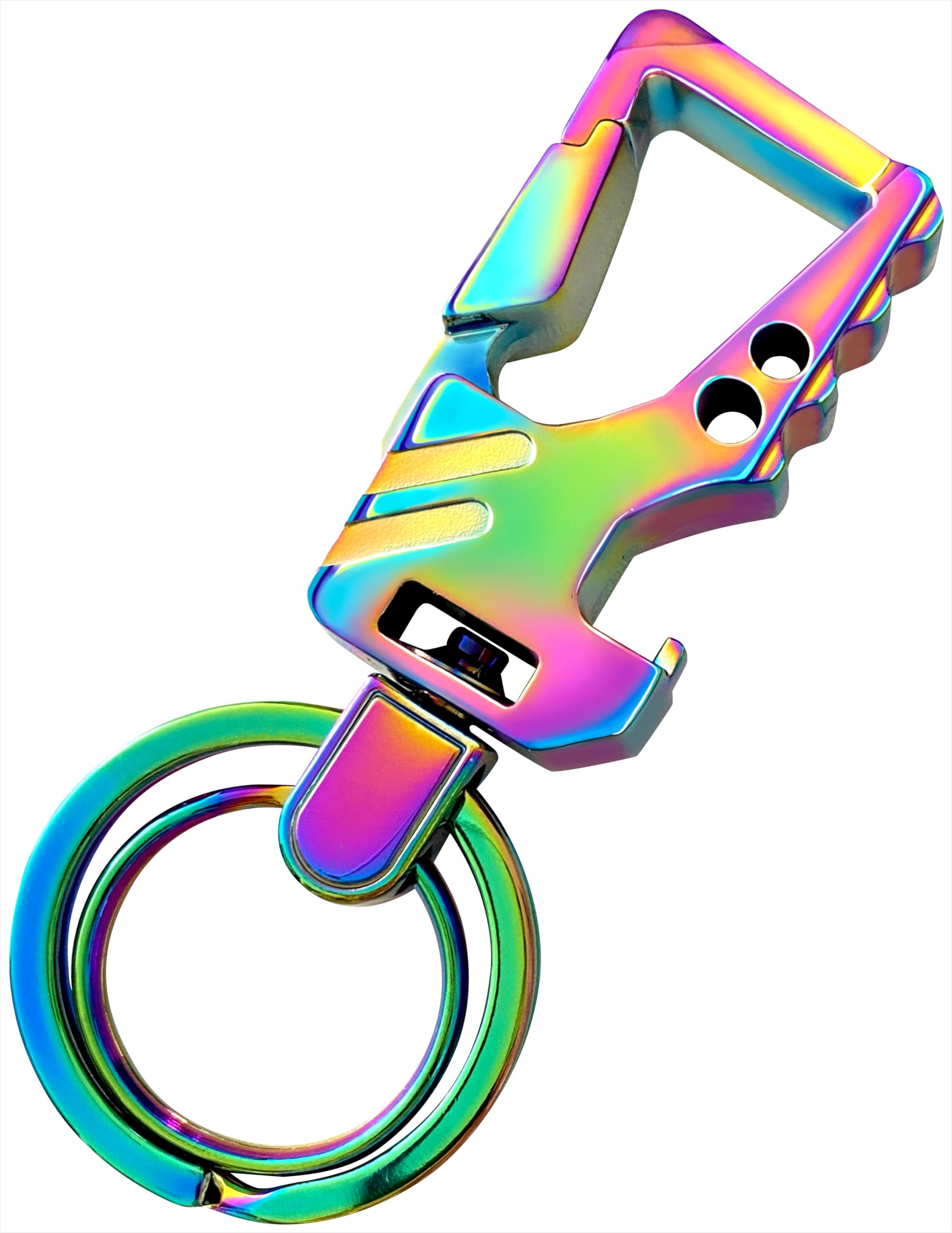 Gabox Keychain Edc Keyring Bottle Opener Auto Car Key Holder Tactical Carabiner Key Chain Clip Llaveros Porte-Cl  S, Electroplat