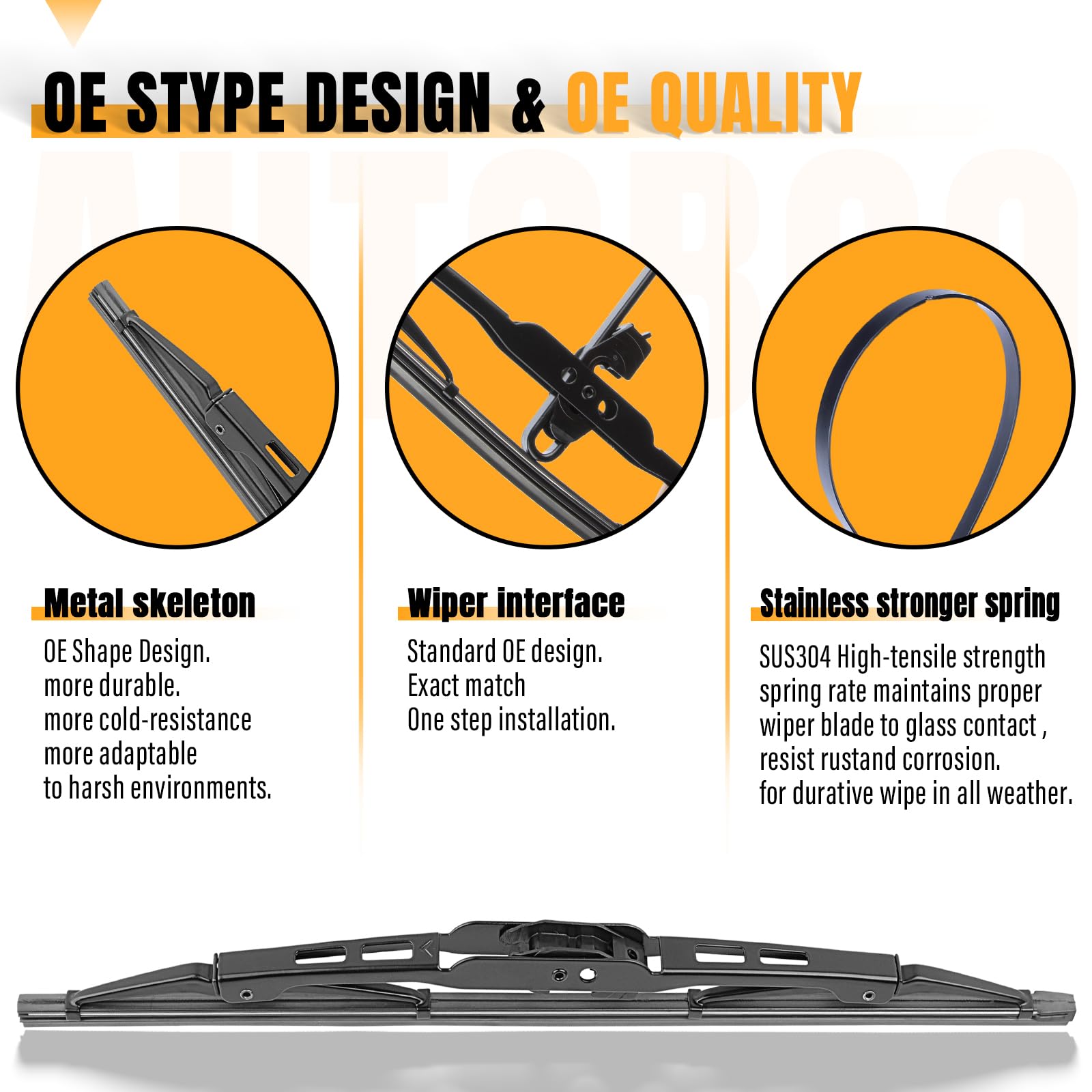 Autoboo Replacement For Jeep Wrangler Front Windshield Wiper Blades 2007-2017- Wiper Blade 15 +15 Inch (Set Of 2)