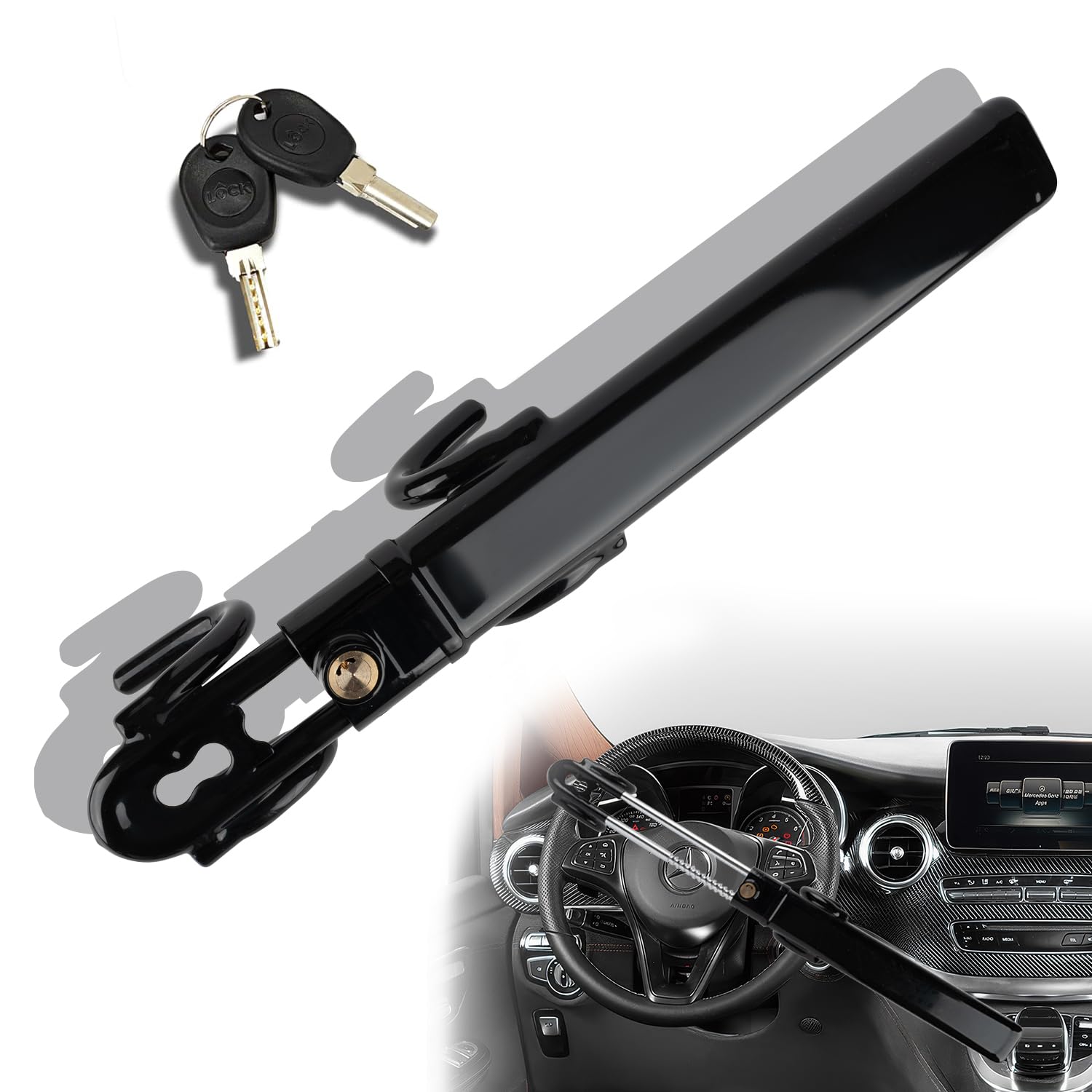 Knfrxo Steering Wheel Lock For Car Universal Adjustable Length Anti-Theft Device Car Locks Double Hook Locks For Car Suv Pickup