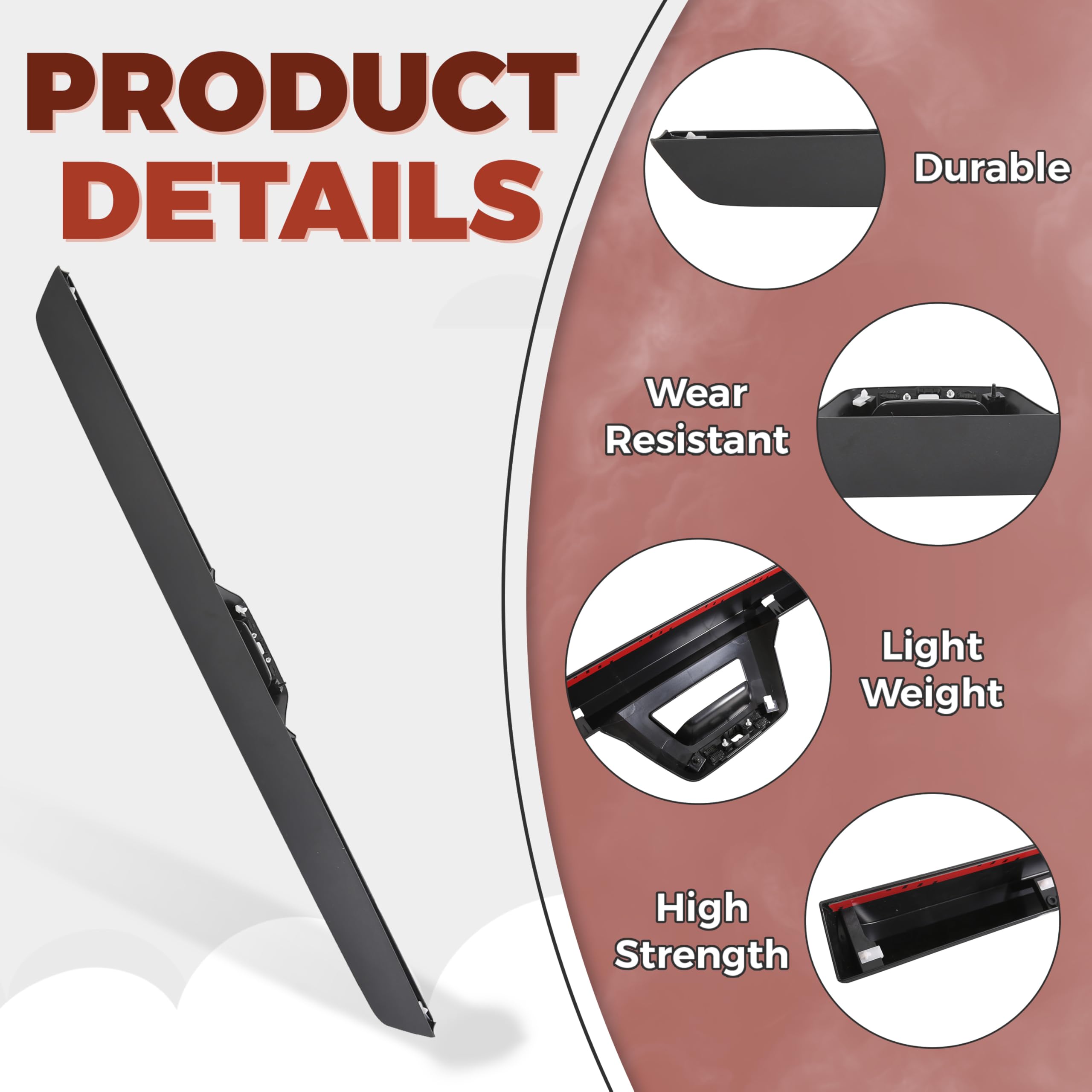 ECOTRIC Tailgate Cap Cover Top Molding Trim Spoiler Compatible with 2007-2013 Chevy Chevrolet Avalanche & Cadillac Escalade EXT