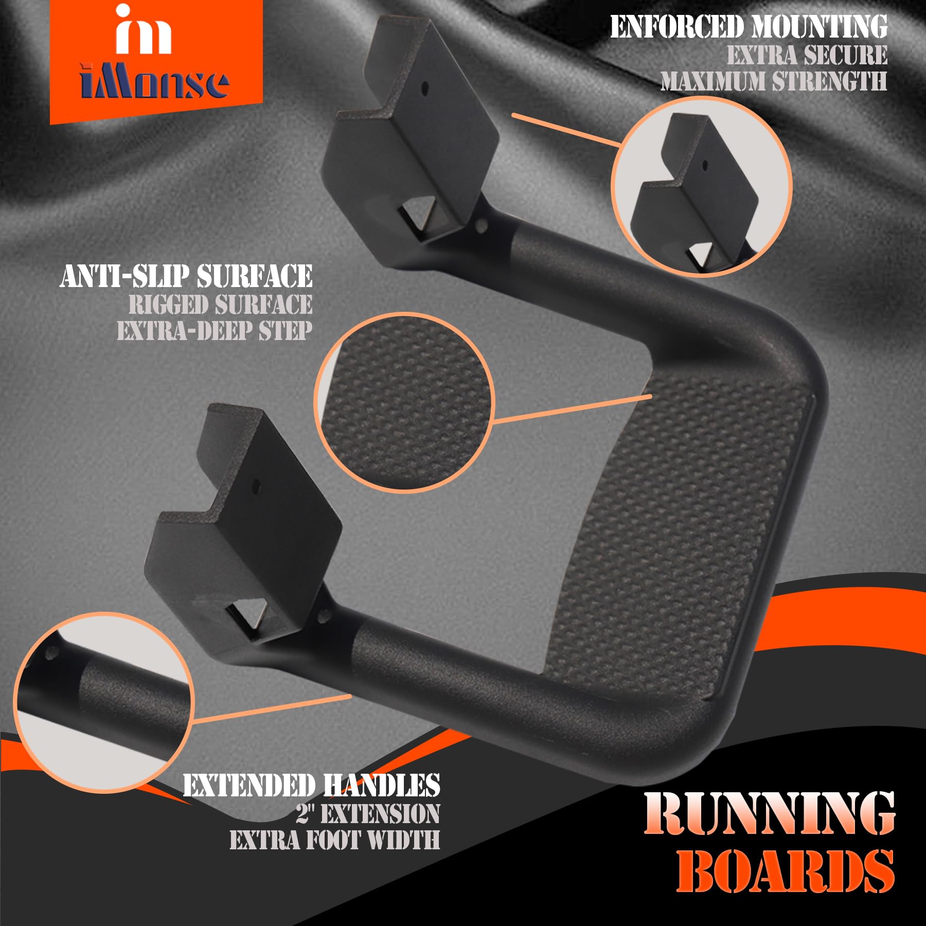 iMonse 2Pcs Universal Black Aluminum Side Step Bars Replacement for Trucks from Chevy (Chevrolet), Ford, Toyota, GMC, Dodge RAM,