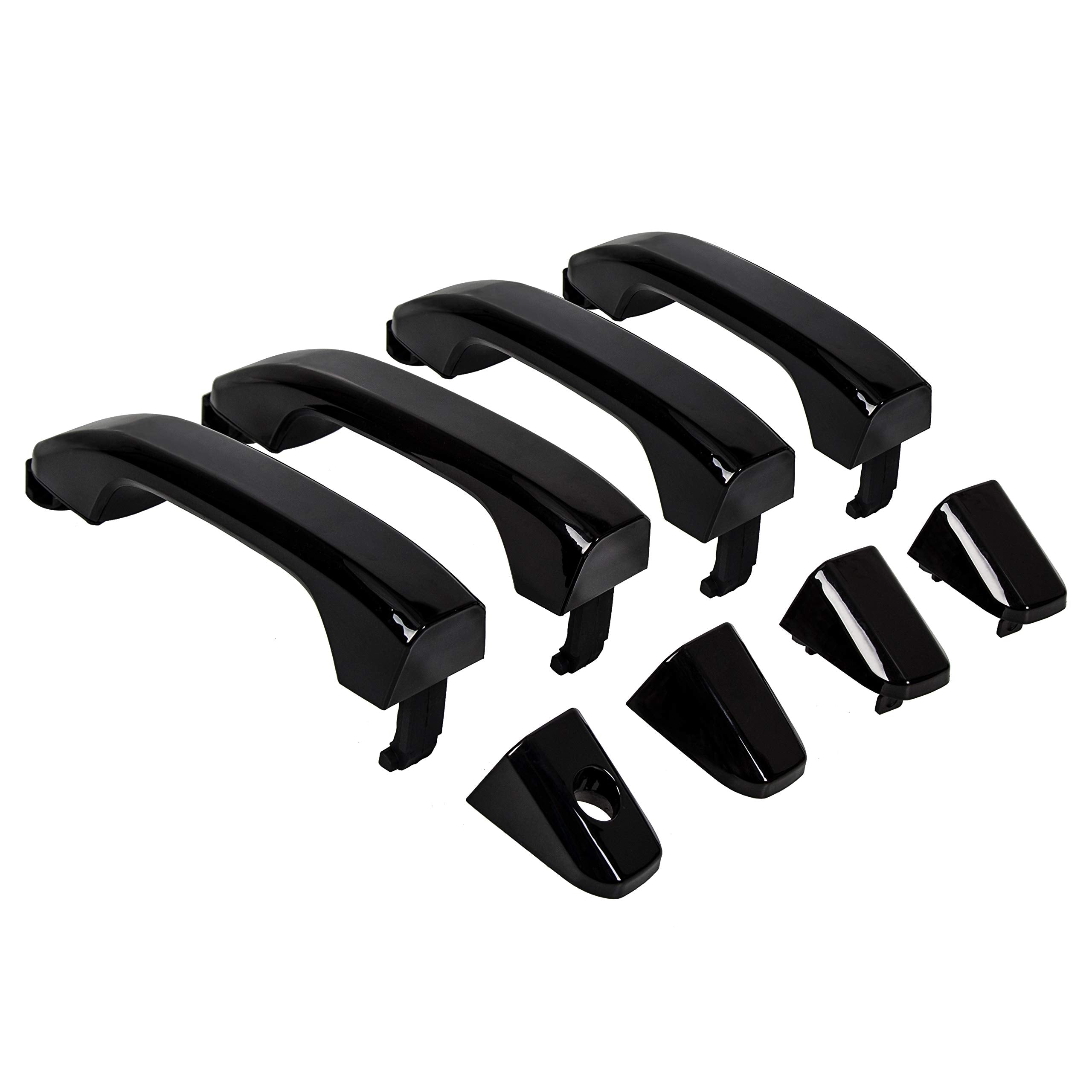ECOTRIC 4Pcs Exterior Door Handles Replacement Compatible with 2014-2019 Chevy Silverado GMC Sierra Replacement for 22923605 23236150 22929464 22923599 84713668 22929412 Black