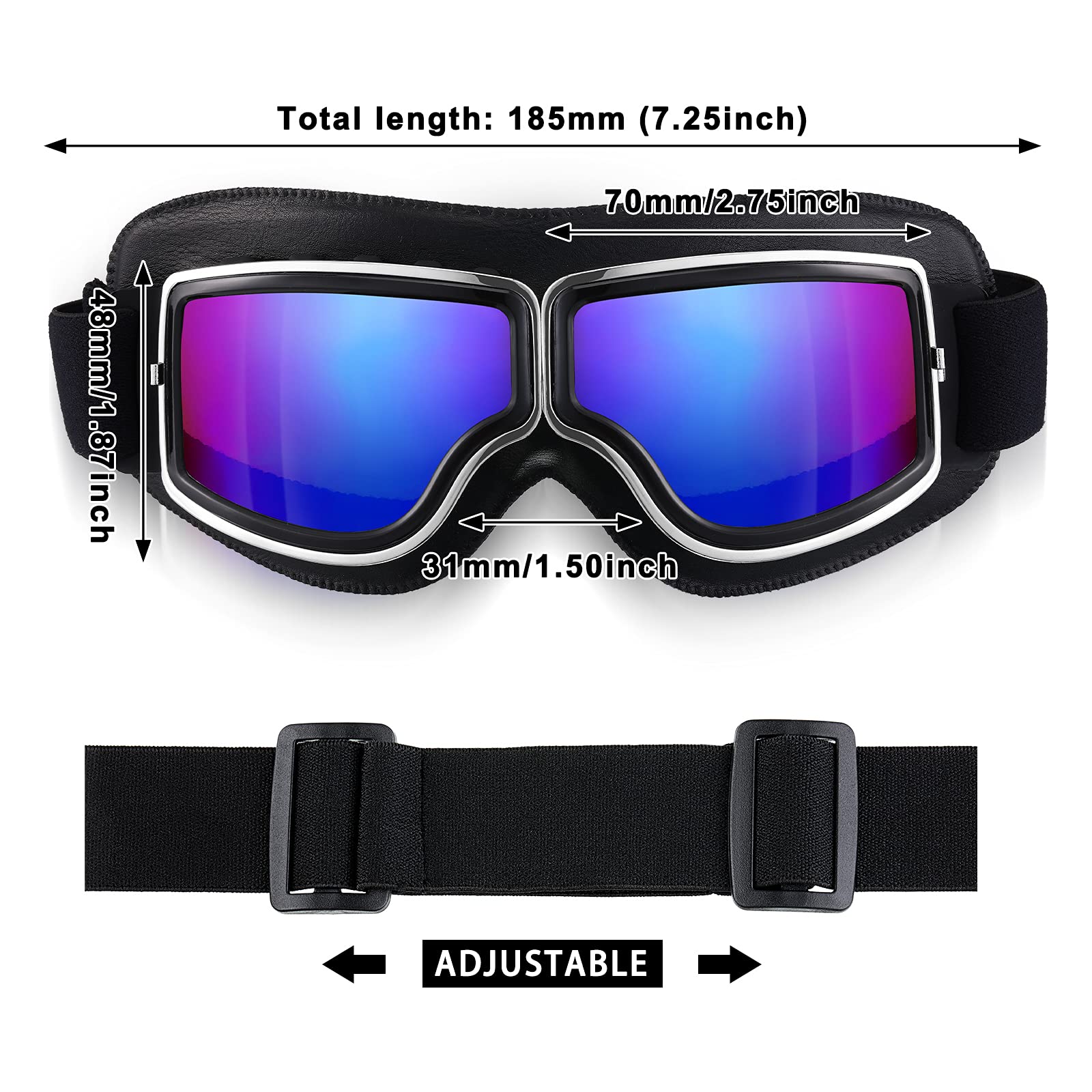 Frienda 2 Pieces Motorcycle Goggles Vintage Pilot Riding Dirt Bike Goggle Atv Anti-Scratch Dustproof Windproof (Yellow, Blue)