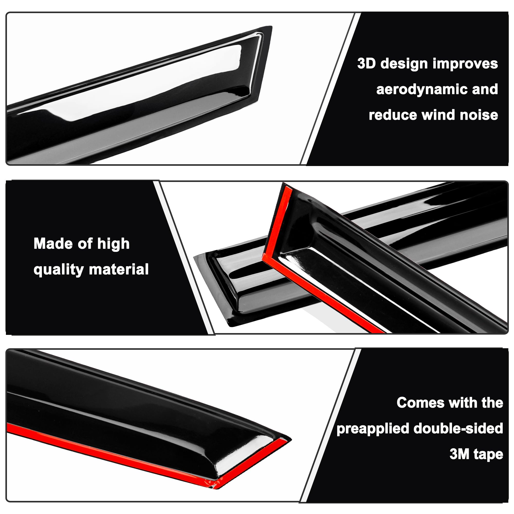 AUXKO Window Rain Guard for Chevrolet Trax 2024 2025 LS LT 1RS 2RS ACTIV Outside Tape-On Shatterproof Sun Smoke Guard Vent Visor