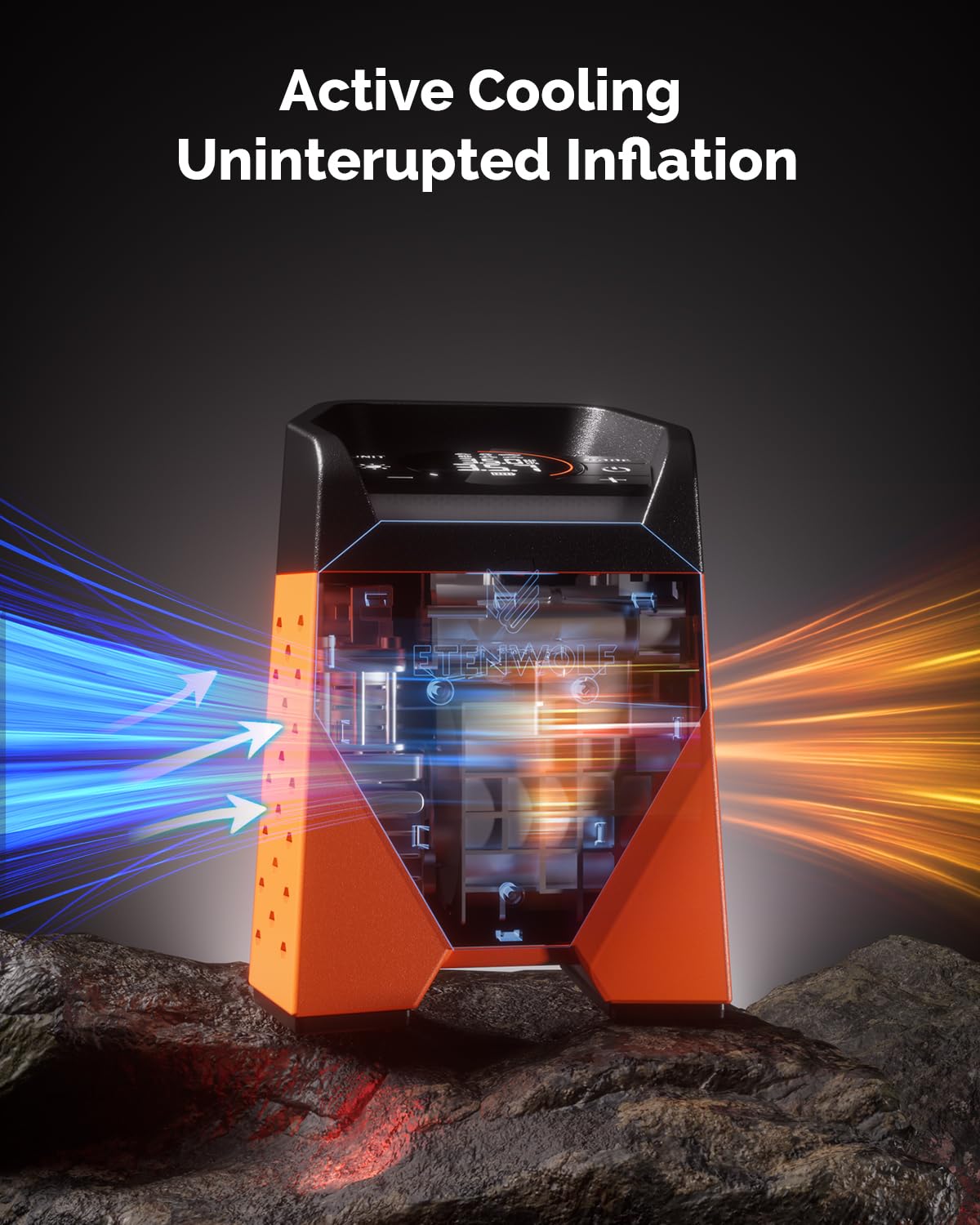 ETENWOLF ZEPHYR S3 Tire Inflator Portable Air Compressor, 1 Min Fast Inflation and 100% Duty Cycle, 160 PSI Air Pump for Cars, S