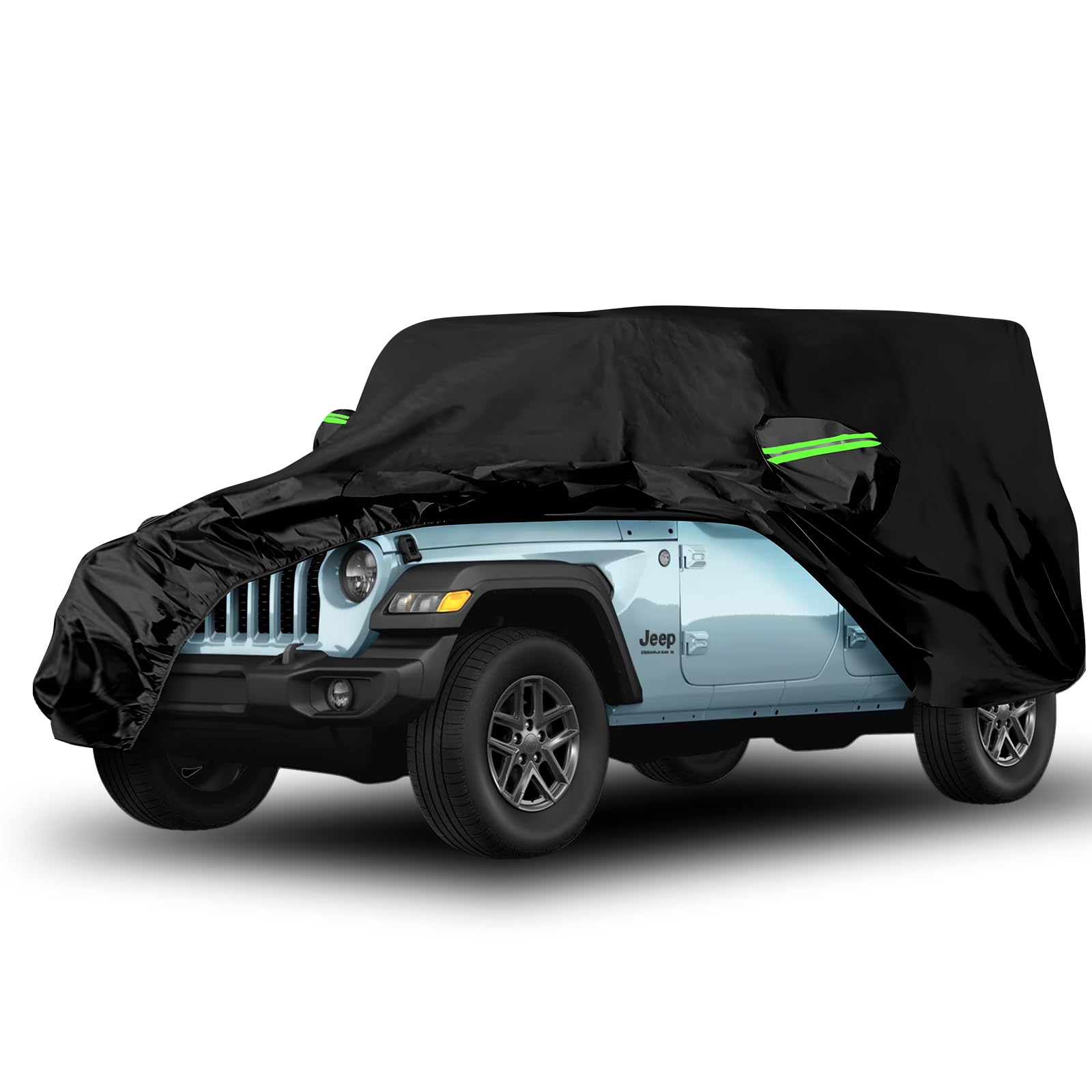 Proadsy 6 Layers Car Cover Custom Fit For Jeep Wrangler 4 Door Jk Jl Yj Tj 2018-2024 Unlimited Sport Sahara Rubicon Windproof All Weather Waterproof Sun Rain Uv Dust Snow Protection Outdoor Covers