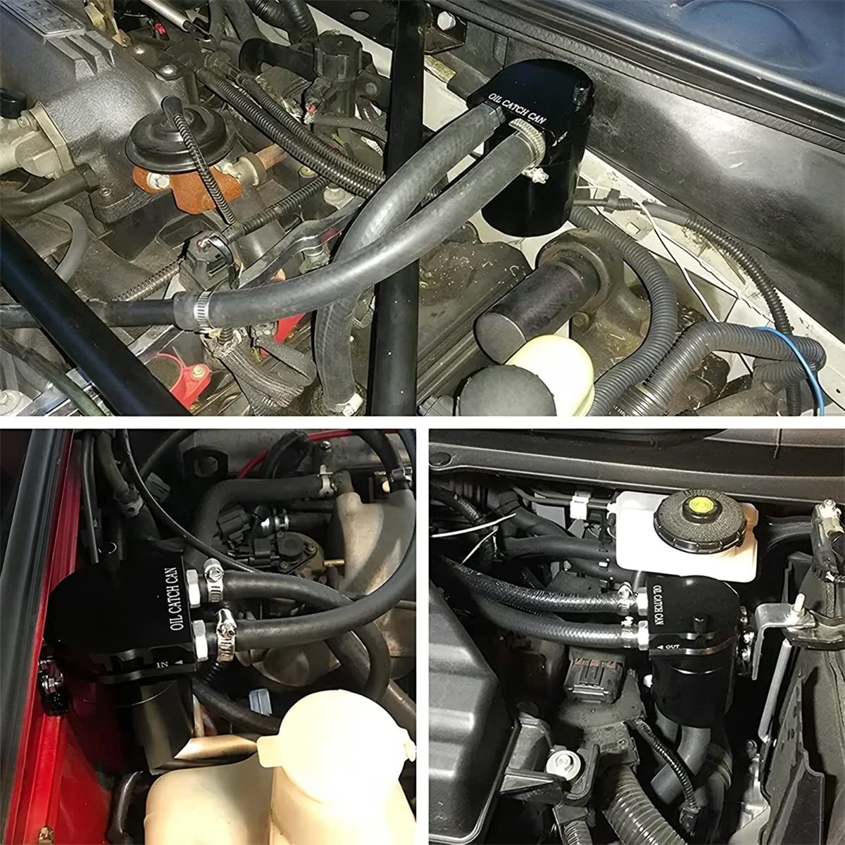 AICEL Baffled Oil Catch Can Kit, Aluminum Polish Baffled Car Oil Separator Catch Can with Fuel Line Hose Kit, Car Accessories 30