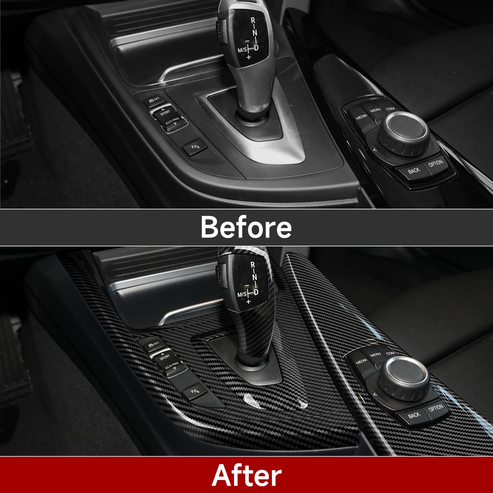 Car Trim Gear Shift Cover Carbon Style Abs Decal Trim Fits For Bmw F30 F31 F34 3Gt F32 F33 F36 3 4 Series Accessories, 2012-2019 - 330E Not Fit