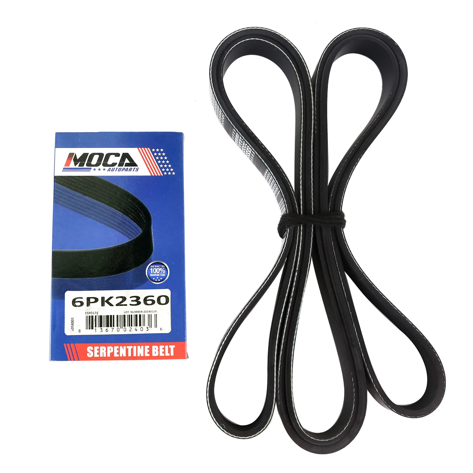 MOCA 6PK2360 EPDM Serpentine Belt Compatible with 2013-2016 GMC Acadia 3.6L & 2001 2002 GMC Savana 3500 8.1L & 2015-2008 Mercede