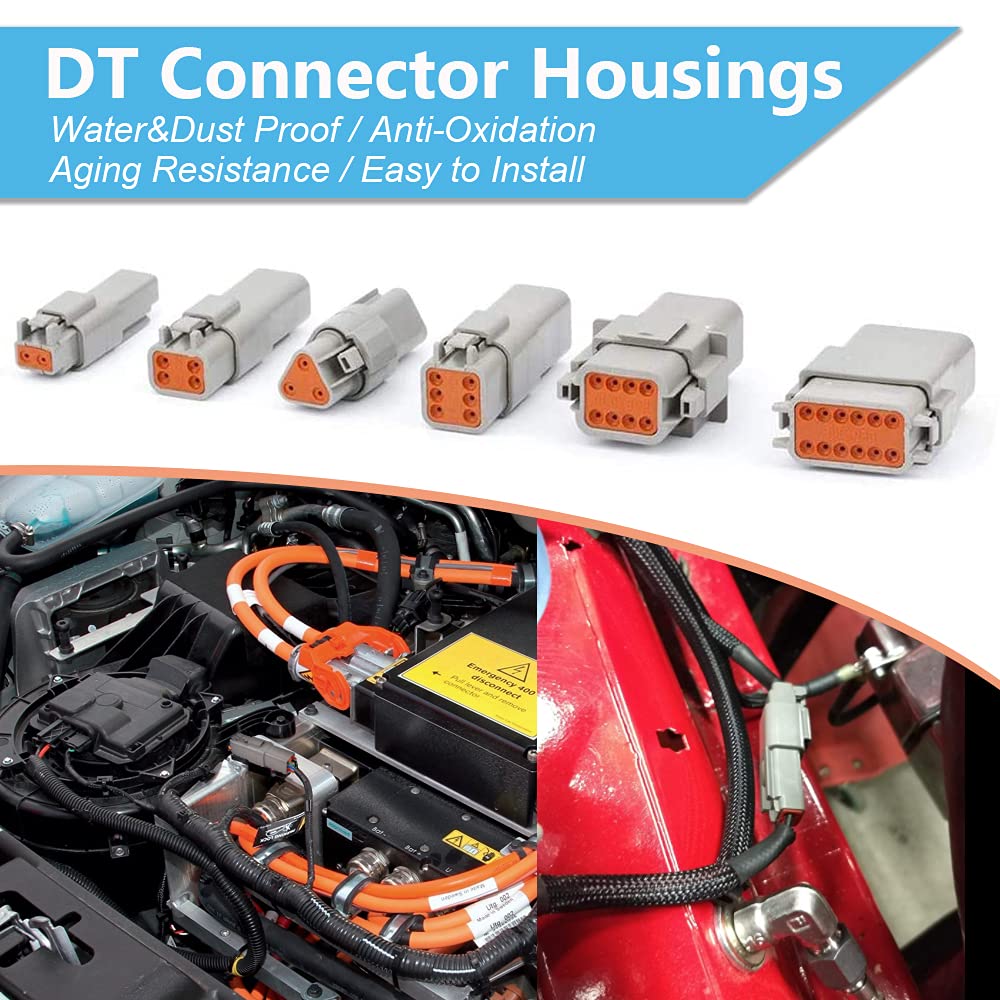 Jrready St6234 Dt Deutsch Connector Kit,2 3 4 6 8 12 Pin Gray Waterproof Ip67 Electrical Connector With Solid Contacts Pick Removal Tool Automotive Repair Accessory Kit