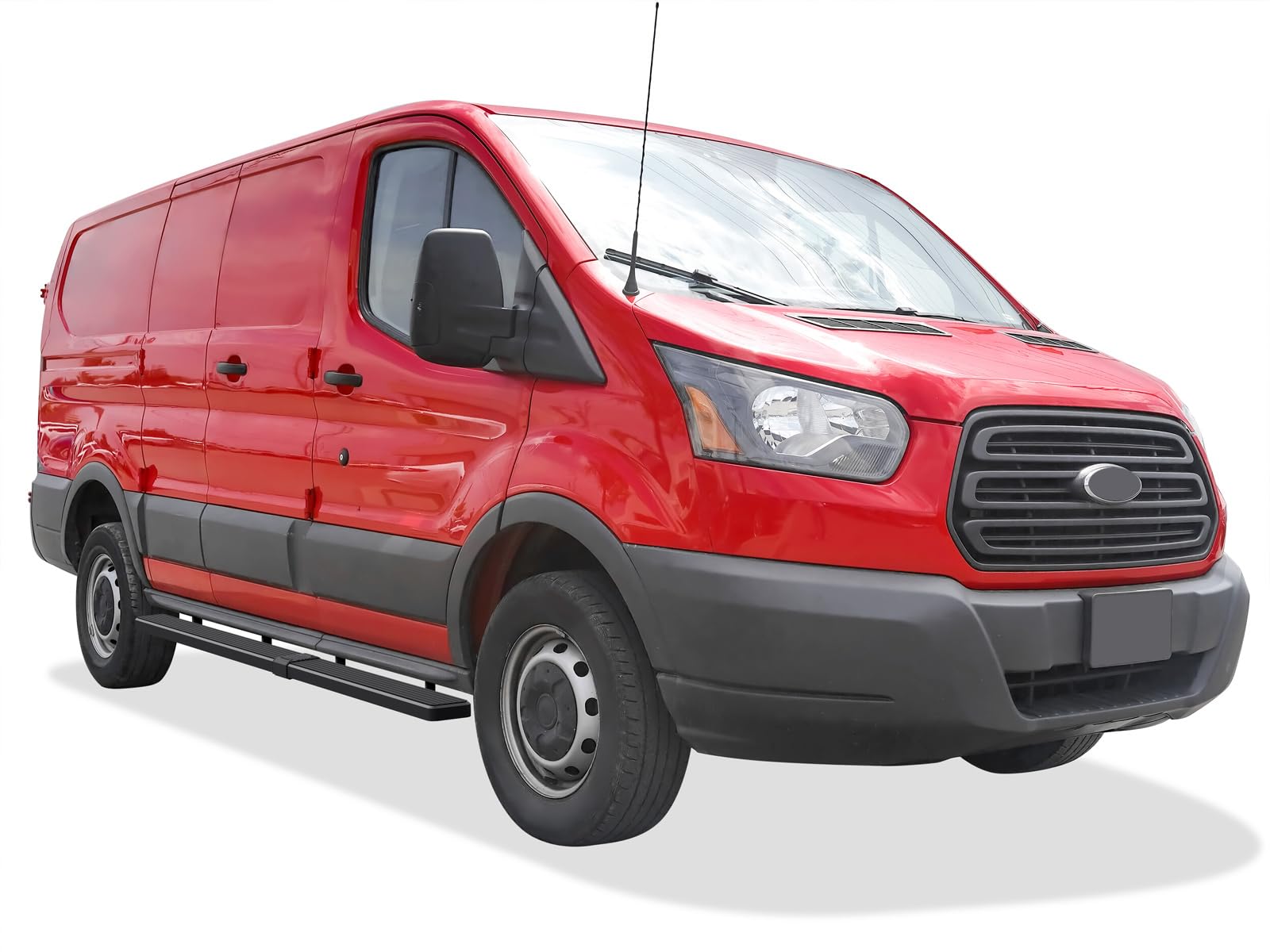 APS Premium 5in Stainless Steel Black Running Boards Compatible with Ford Transit 2015-2025 Full Size Van 3-Door (Exclude 2022-2