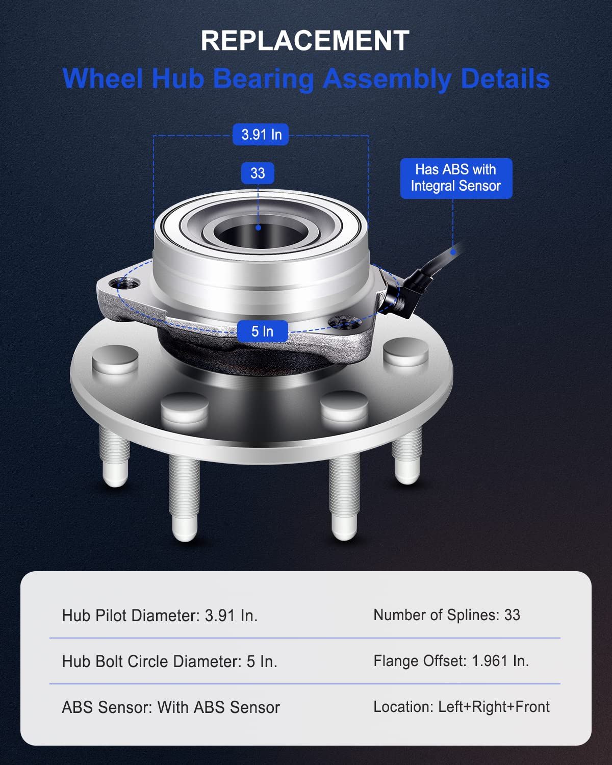 ECCPP Wheel Hub and Bearing Assembly Front 515036 fit for Chevrolet Silverado 1500 GMC Sierra 1500 Cadillac Escalade Chevrolet T