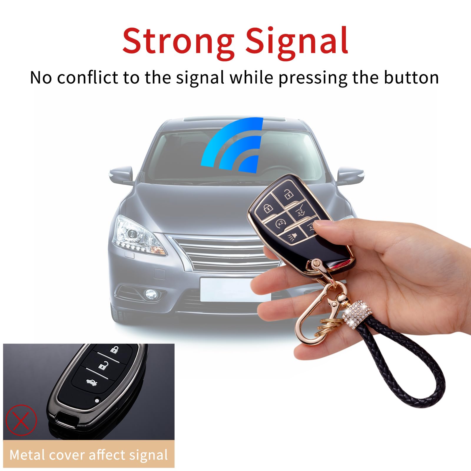 Gematay For Buick Key Fob Cover With Keychain Lanyard, Soft Tpu Key Fob Protector Shell Compatible With Buick 2021 2022 Chevrole