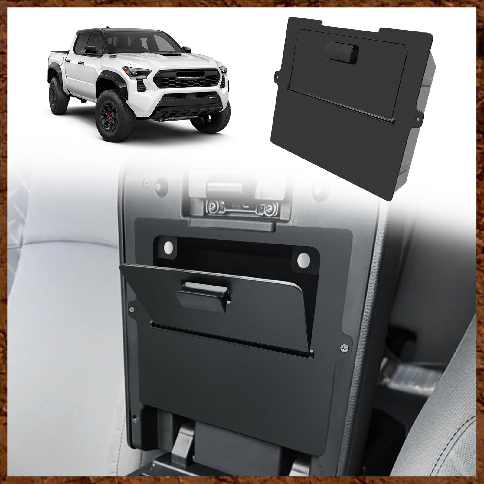 Muslogy Center Console Hidden Organizer Compatible With 2024+Toyota Tacoma Accessories Magnet Armrest Hidden Storage Box Middle