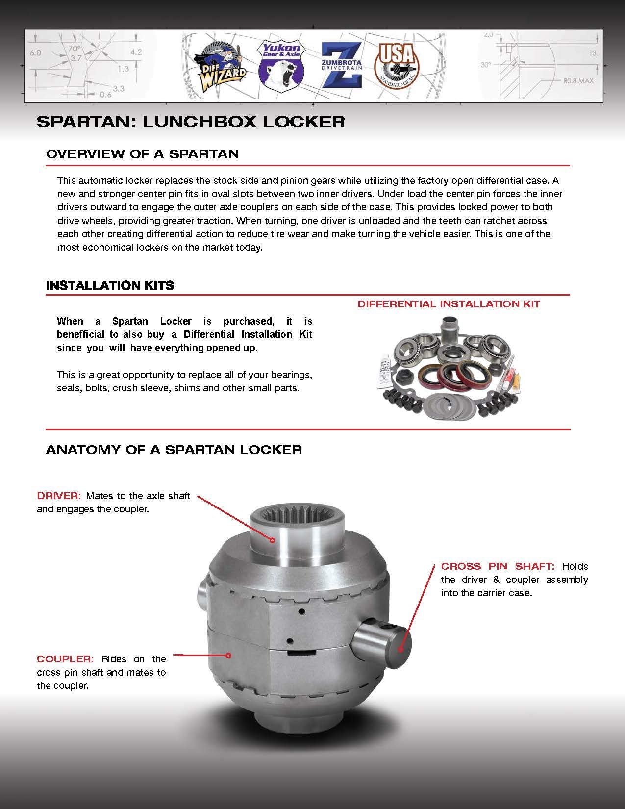 Yukon Gear Spartan Locker For Dana 44 Differential With 19 Spline Count, Includes Heavy-Duty Cross Pin Shaft