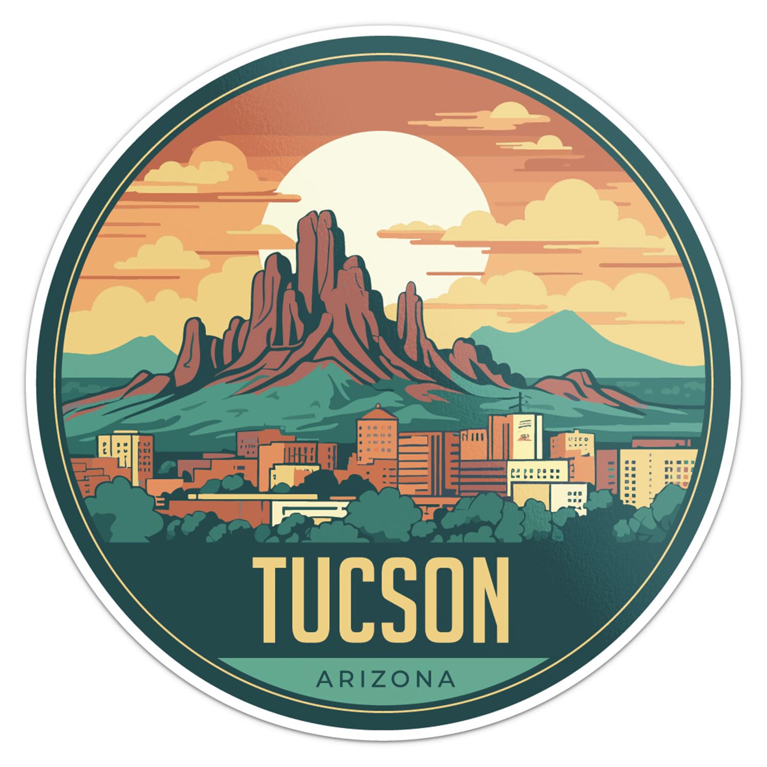 Tucson City Sticker - Waterproof Vinyl Decal for Car Bumper, Laptop, Water Bottle, Wall, and Window, Size - 3'' Longer Side