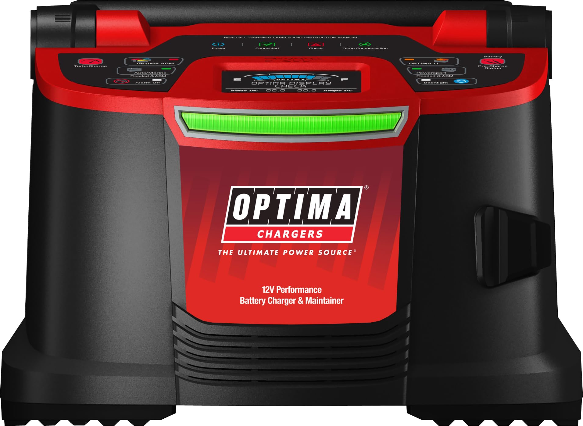 Optima D1200+ 12 Volt Performance Battery Charger And Maintainer For 12V Starting Batteries Including Optima Hypercore Lithium,