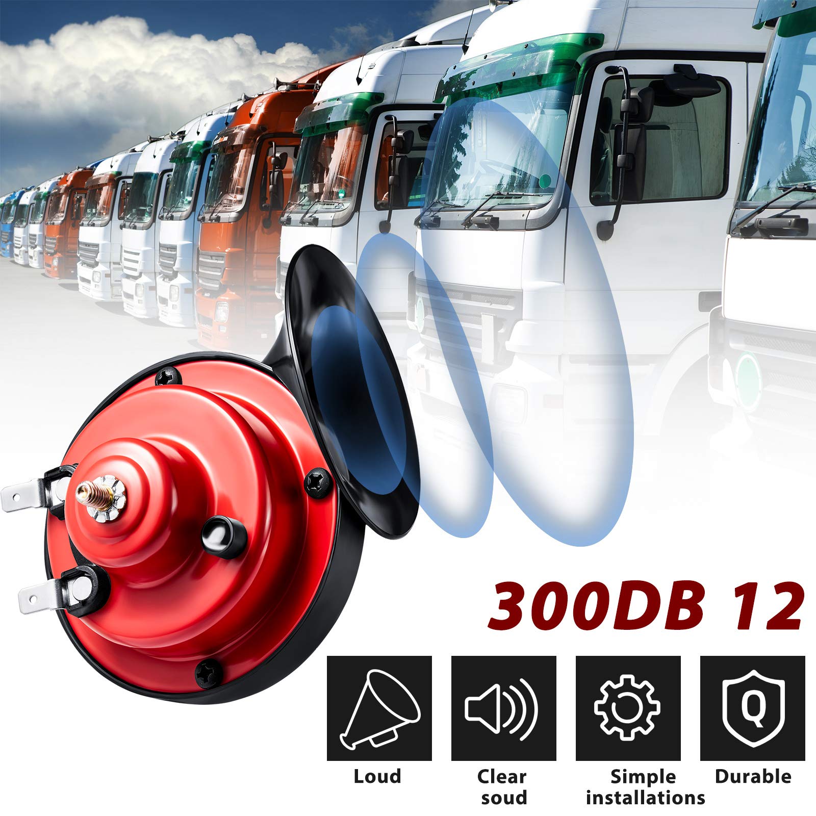4 Pcs 300DB Loud Train Horn for Truck Electric Snail Horns 12V High and Low Horns Waterproof Auto Horn Loud Air Electric Snail S