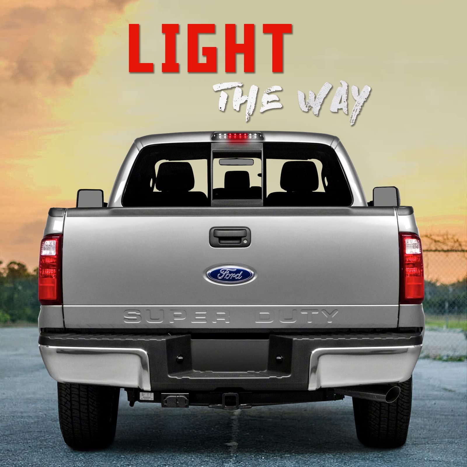 Replacement For Ford F-250 F-350 F-450 F-550 Super Duty 1999-2016 /Ford Ranger 1993-2011 Black Lens Black Housing Tail High Moun