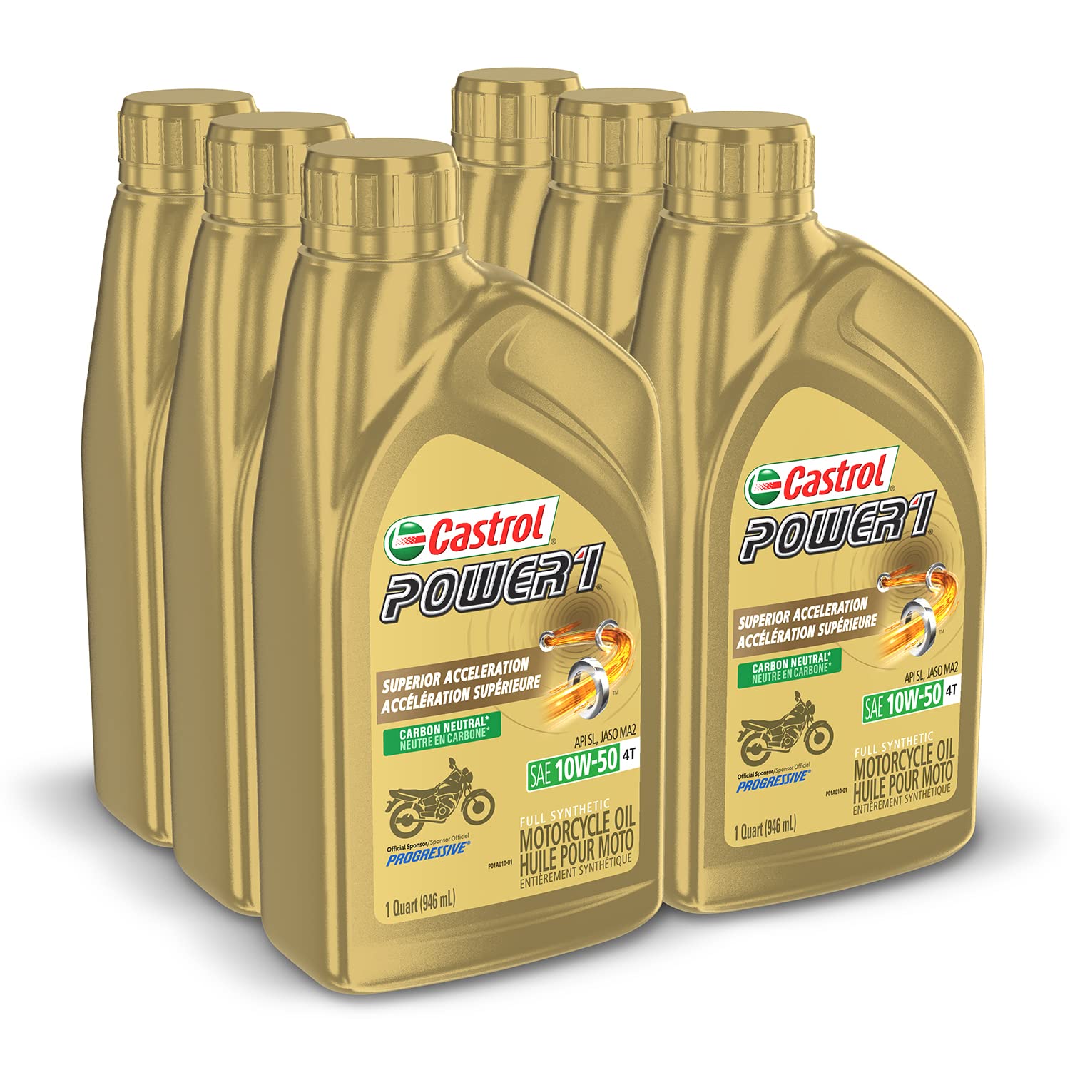 Castrol Power1 4T 10W-50 Full Synthetic Motorcycle Oil, 1 Quart, Pack Of 6