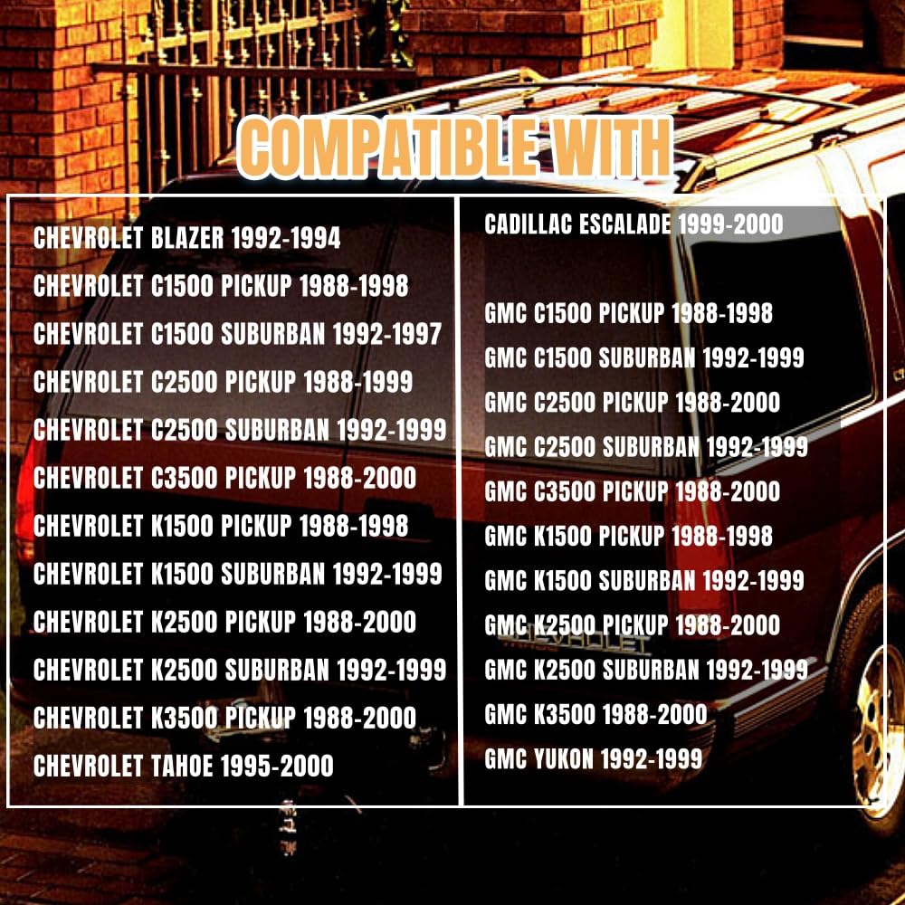 Tulalux Tail Lights Lamps For 1988-1998 Chevy/Gmc C/K 1500 2500 3500 Silverado Yukon Suburban Tahoe 1999-2000 Cadillac Escalade 1992-1994 Chevrolet Blazer (Red Without Circuit Board)