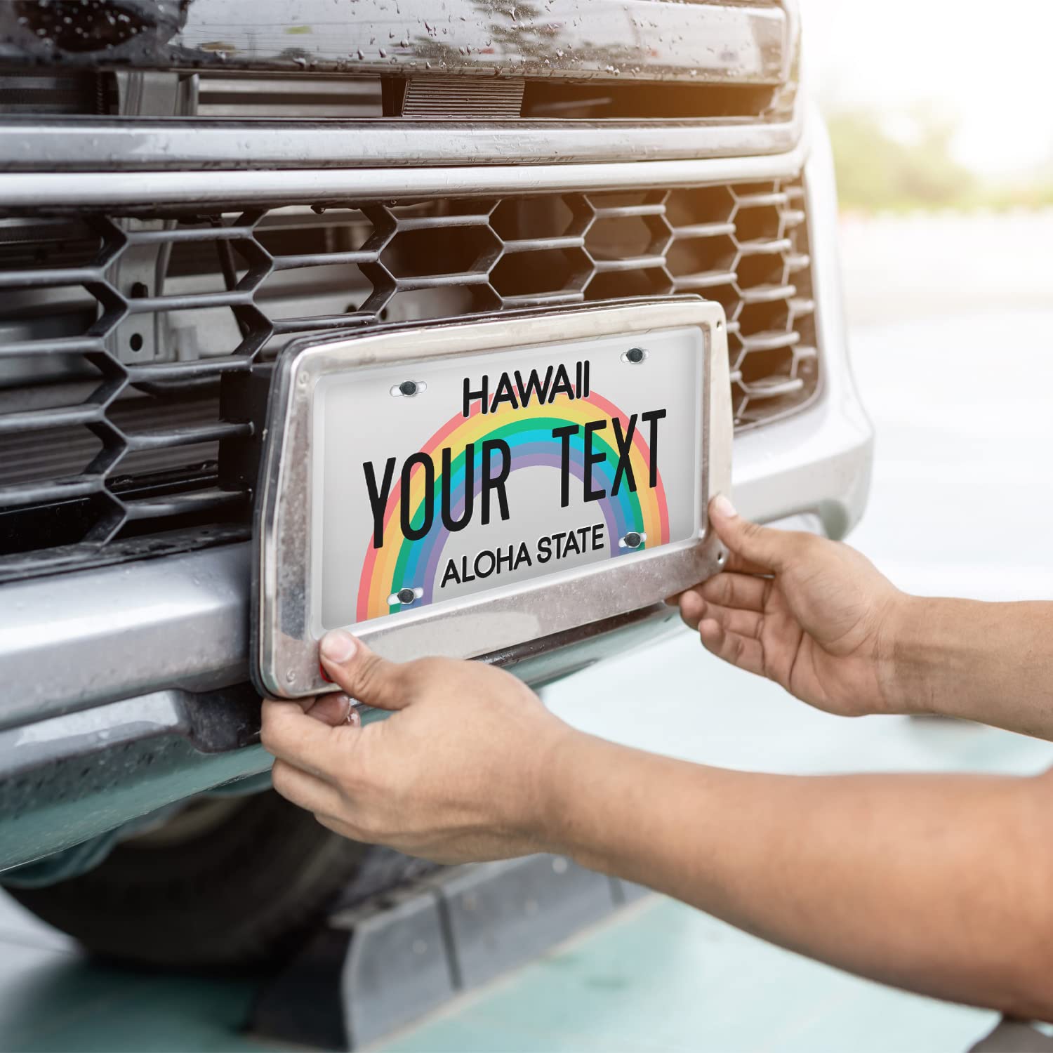 Custom Hawaii License Plate, Personalized 50 States Fake License Plate For Front Of Car Sign 6X12 Inches, Rust Free .040 Aluminum, Fade Resistant, Made In Usa By Sigo Signs