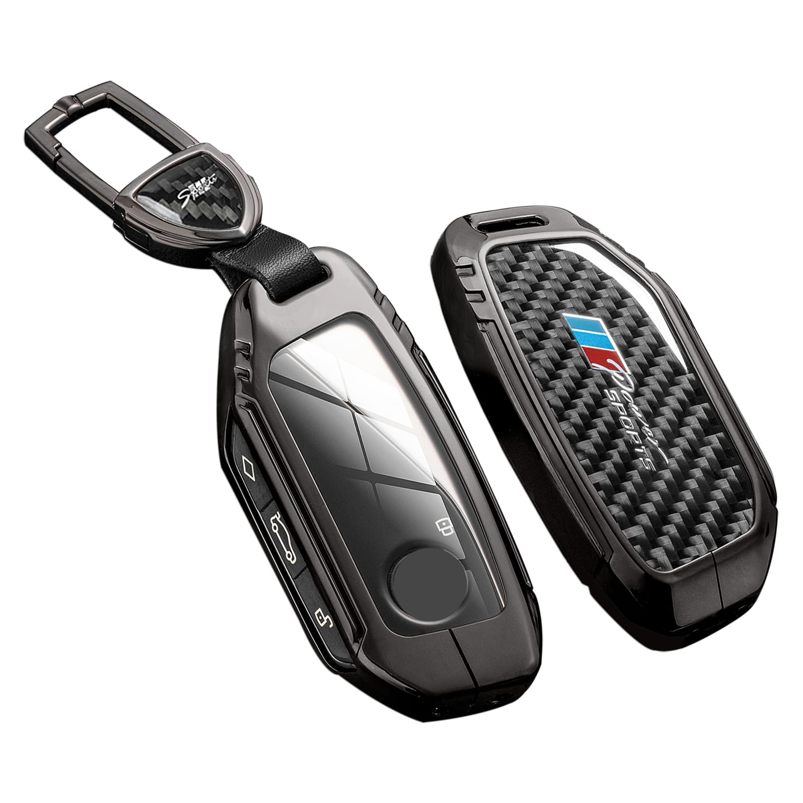 Slaknok For Bmw Key Fob Cover With Keychain,Real Carbon Fiber Zinc Alloy Protection Key Case Compatible With 2023 2024 3 7 Series X1 X5 X6 X7 I7 Xi Key Shell Keyless Smart Remote Accessories