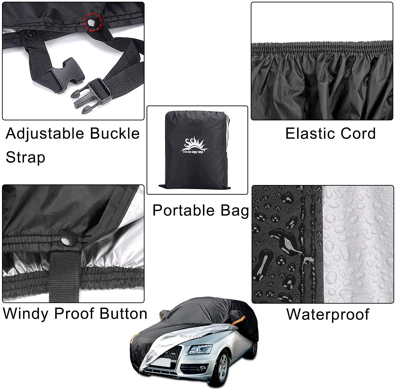 Color Rain Time Uv Protection Suv Car Cover Windproof Dustproof Scratch Resistant Outdoor Universal Full Car Covers For Suv M