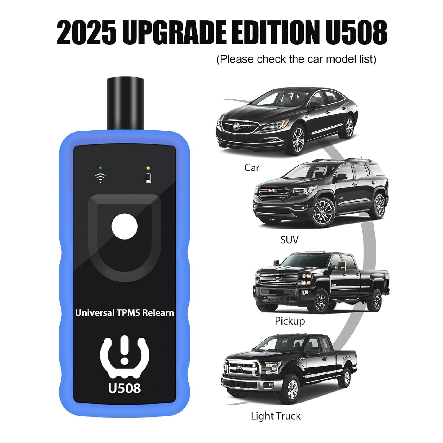 OBDResource TPMS Relearn Tool U508 for Ford GM Jeep Dodge Subaru - Black, 6.3x2.5x1.5 Inch, Universal Tire Pressure Monitor Reset Tool