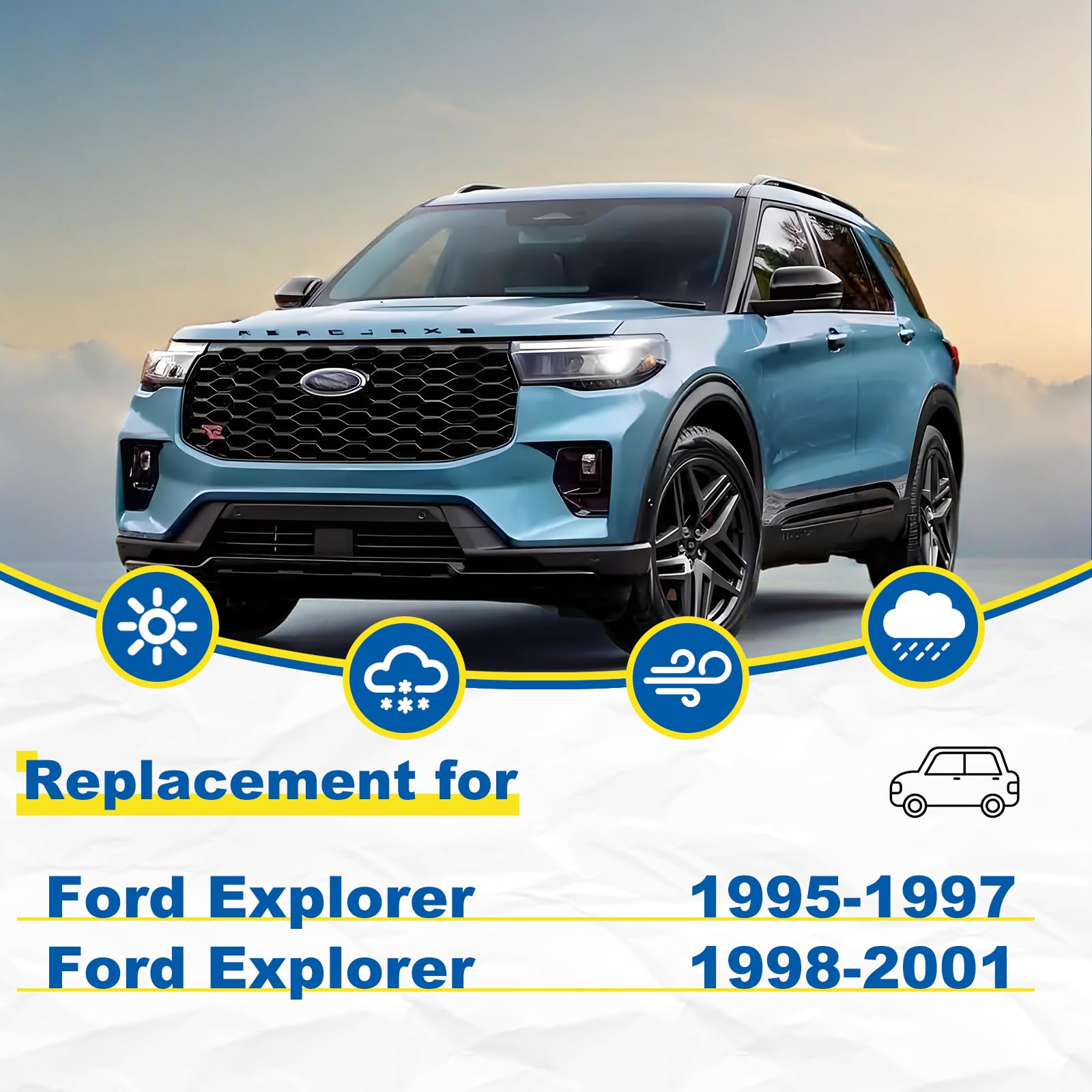 Hrsno 18''+18'' Windshield Wipers With 13'' Rear Wiper Blade Sets Automotive Replacement For Ford Explorer 1995-1997,Easy For In