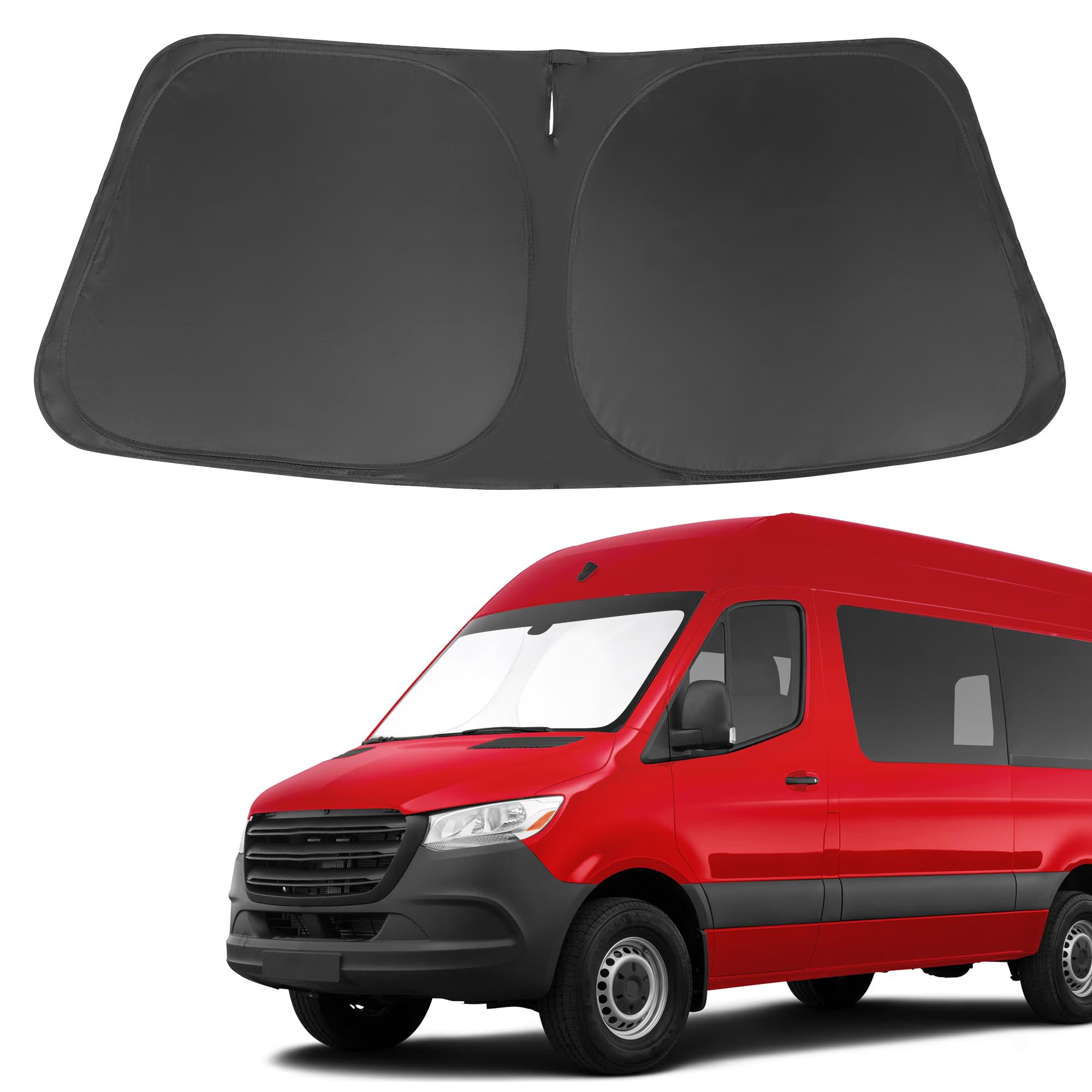 Windshield Sun Shade Foldable Sun Visor Protector Custom Fit 2007-2024 2025 Mercedes Benz Sprinter Freightliner Cargo Crew Passe