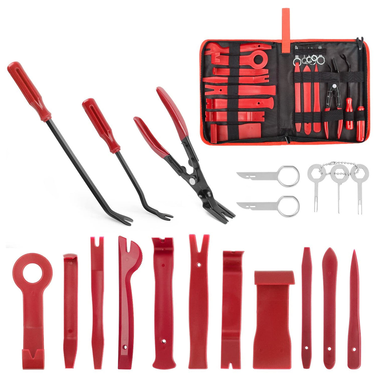 Gooacc 19Pcs Trim Removal Tool Set Panel Fastener Clips Removal Automotive Plastic Upholstery Pliers Removal Install Removal Car