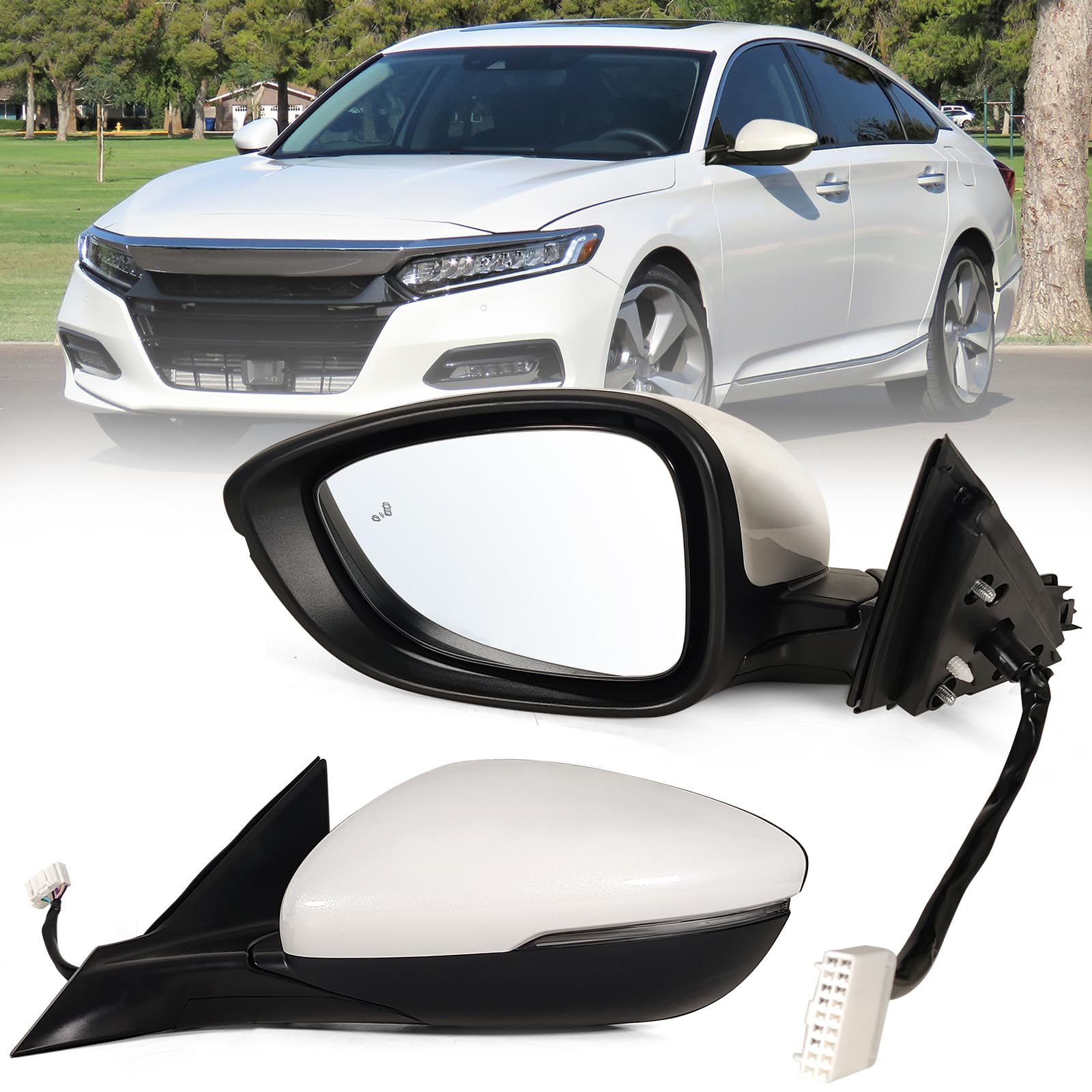 Lqito Left Driver Side Mirror Fits 2018-2022 Honda Accord With Power Glass, Heated, Blind Spot Detection,Turn Signal And Manual