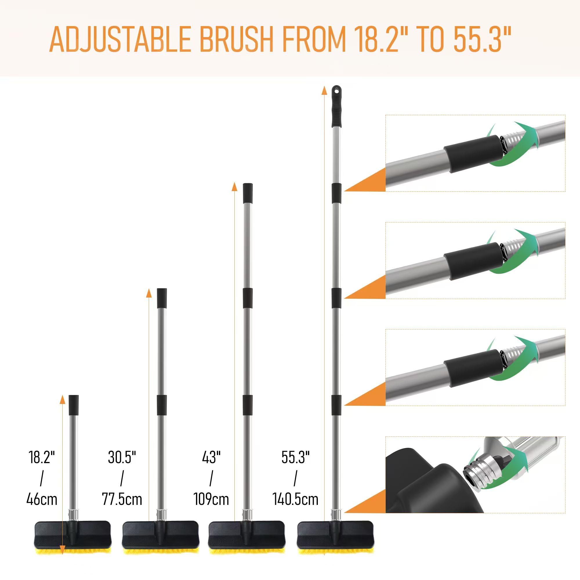 Yuloosi Car Wash Brush With 55'' Long Handle | Car Wash 10'' Dip Soft Brush | No Scratch Soft Bristle Brush For Car, Rv, Boat, S