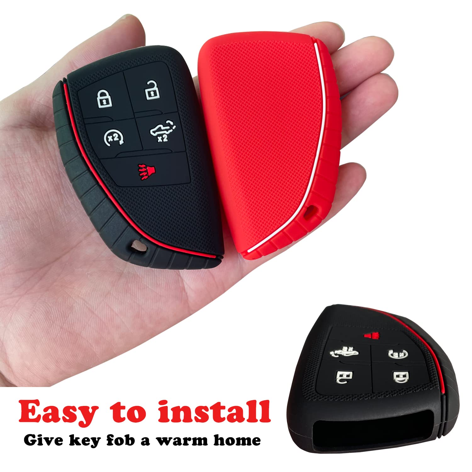 Tandrive Key Fob Cover For 2022 2023 2024 Chevy Silverado 1500 Gmc Sierra 1500, 2024 Silverado Sierra 2500Hd 3500Hd, Silicone, 2