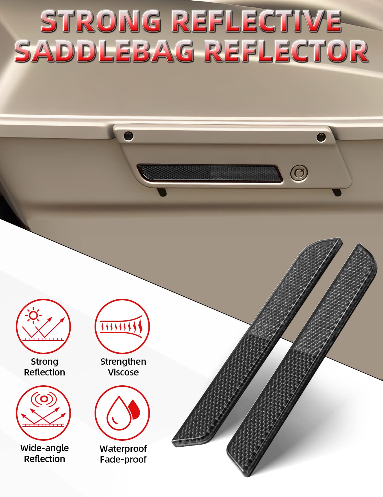 Amazicha Saddlebag Saddle Bag Reflectors Black Latch Cover Side Visibility Compatible For Harley Davidson Touring Road King Street Electra Road Glide 1993-2013 (Left & Right)