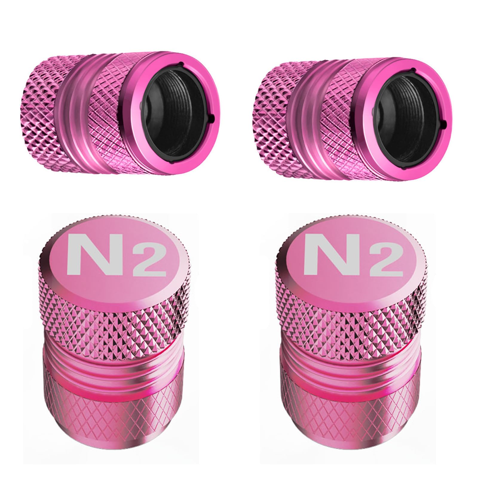 Tire Valve Stem Caps - 4 Pack Anti-Corrosion Premium Anodized Alloy Tyre Air Valve Caps N2 Nitrogen For Car Suv Bike Pink