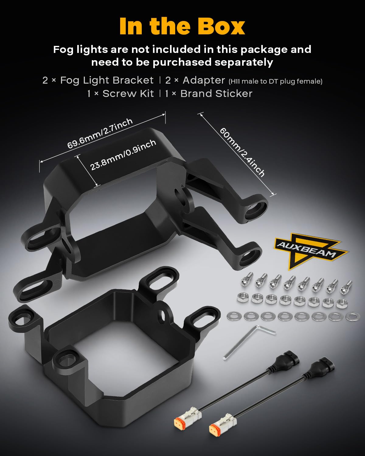 Auxbeam Color Play Series Fog Light Mounting Brackets, For Lexus Toyota Subaru Legacy, Includes Bracket & Adapter, Offroad Light