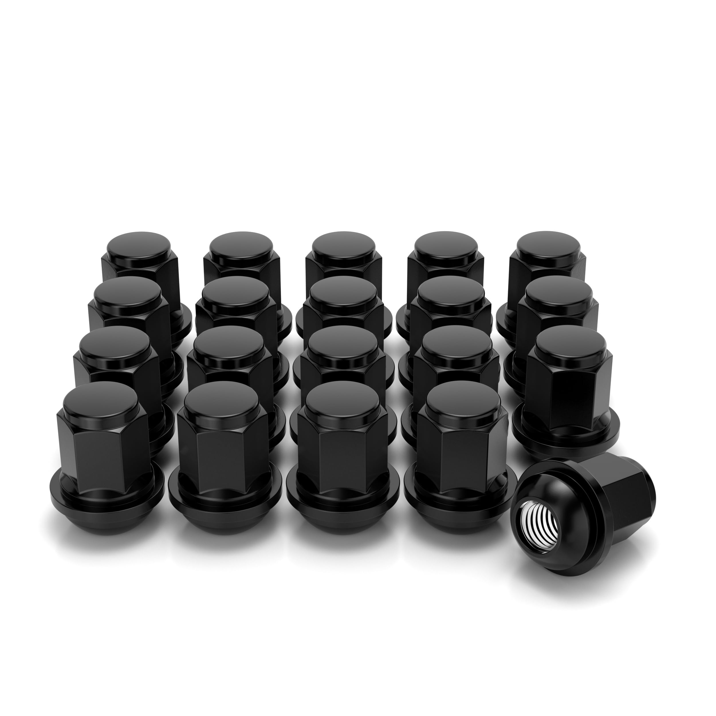 White Knight M12x1.5 Lug Nuts for Select Honda and Acura, Factory Style (Black Chrome) Radius Seat with Removable Washers - 1907