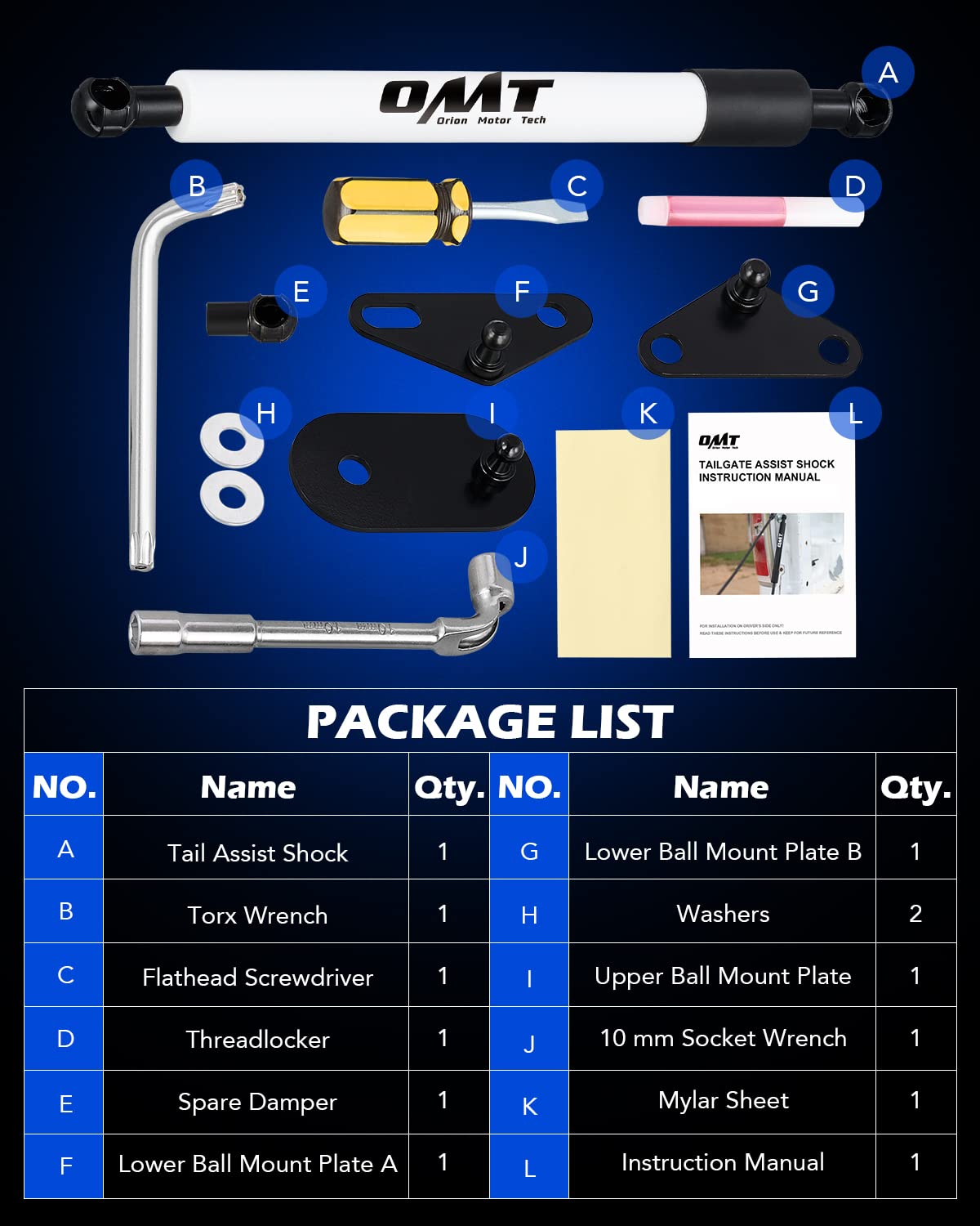 Orion Motor Tech Truck Tailgate Assist, Pickup Tailgate Lift Assist Kit Compatible With Ford F150 2015 2016 2017 2018 2019 2020