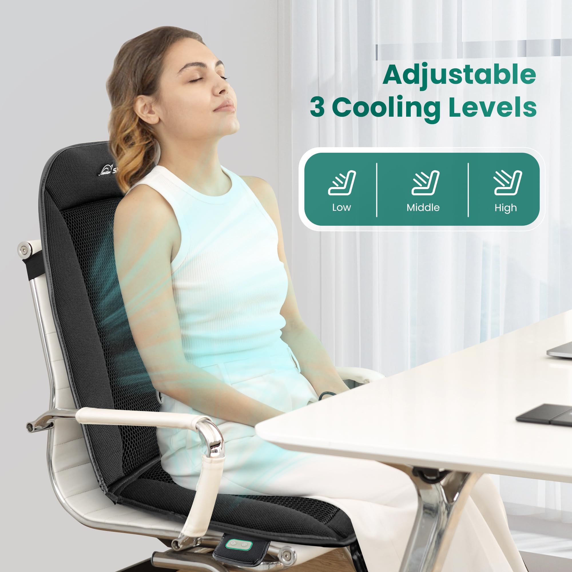 Snailax 2025 Cooling Seat Cover for Car, 12V Cooling Car Seat Cushions, Cooling Seat Pad with 3 Adjustable Cooling Air Speeds fo