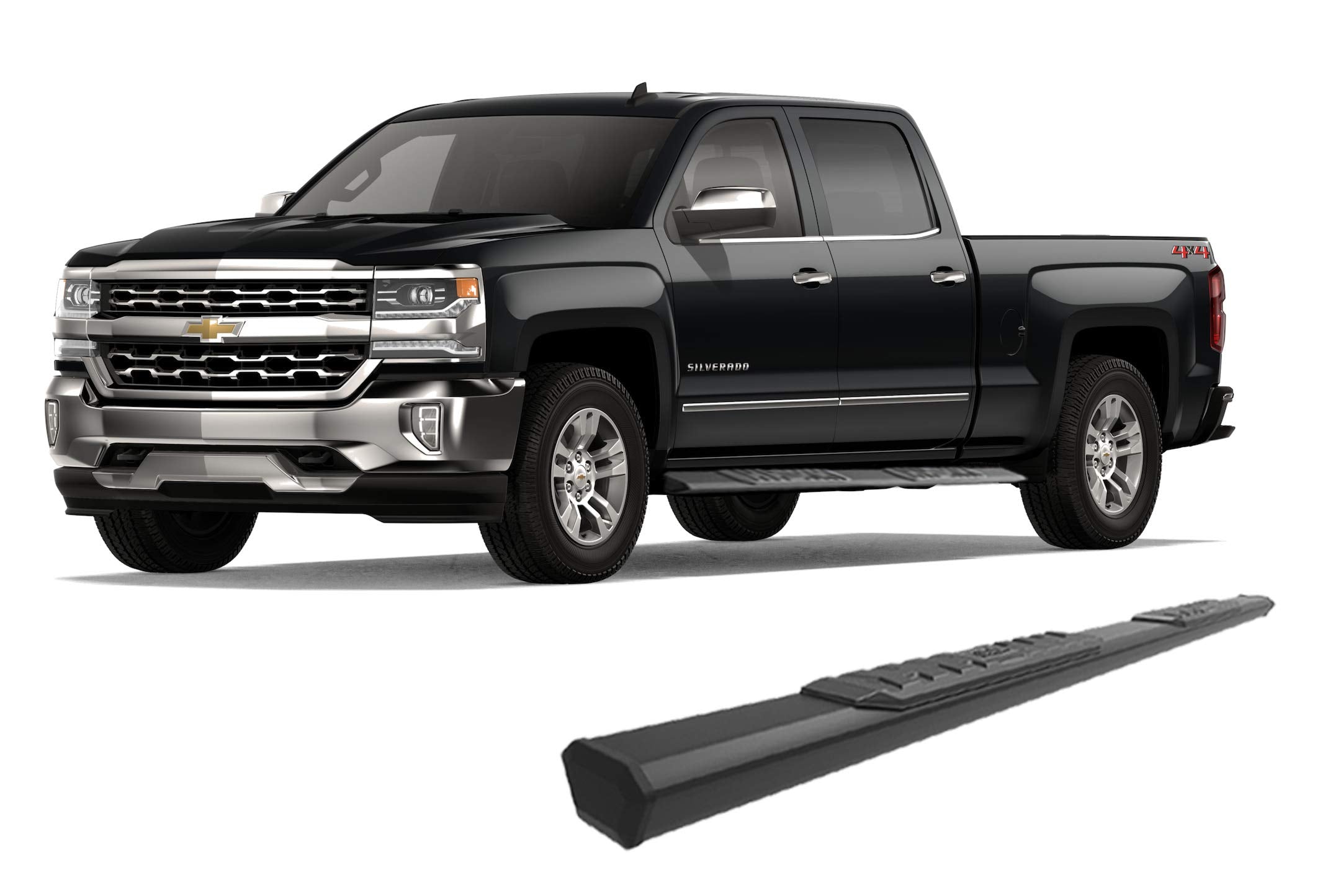Black Horse Off Road Black Aluminum Epic Running Boards Compatible With 2007-2018 Silverado 1500/2007-2019 Silverado 2500 3500/2007-2018 Sierra 1500/2007-2019 Sierra 2500 3500 Crew Cab E0585