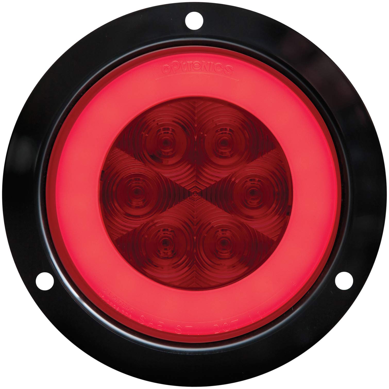 Optronics STL101RFBP Lens 4&quot; Sealed LED Light with Mounting Flange, Red