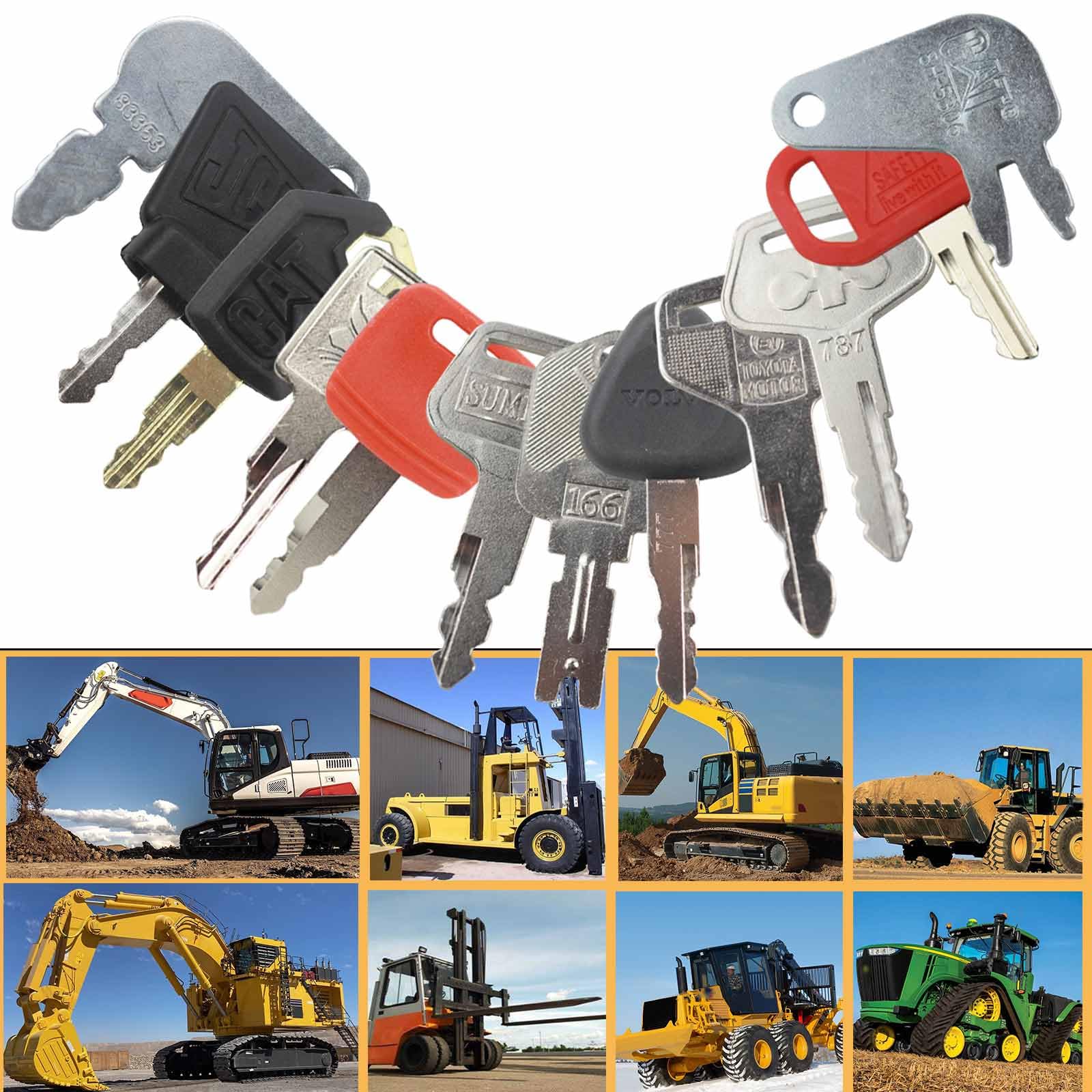 12 Heavy Equipment Key Set Replacement For Caterp-Illar Jd Bob-Cat Hy-Ster Komat-Su Forklifts Excavators Ca-Se Do-Zers