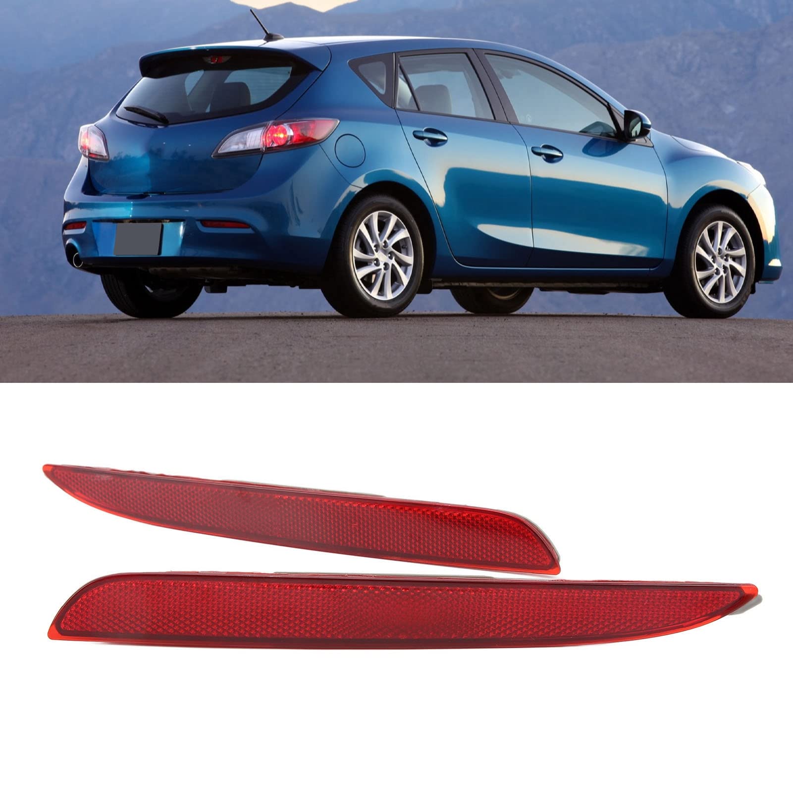 Rear Bumper Reflector Lamp 1 Pair Left Right Rear Bumper Reflector BFF4 51 5L0AF Tail Warning Light Replacement for Mazda 3 2008