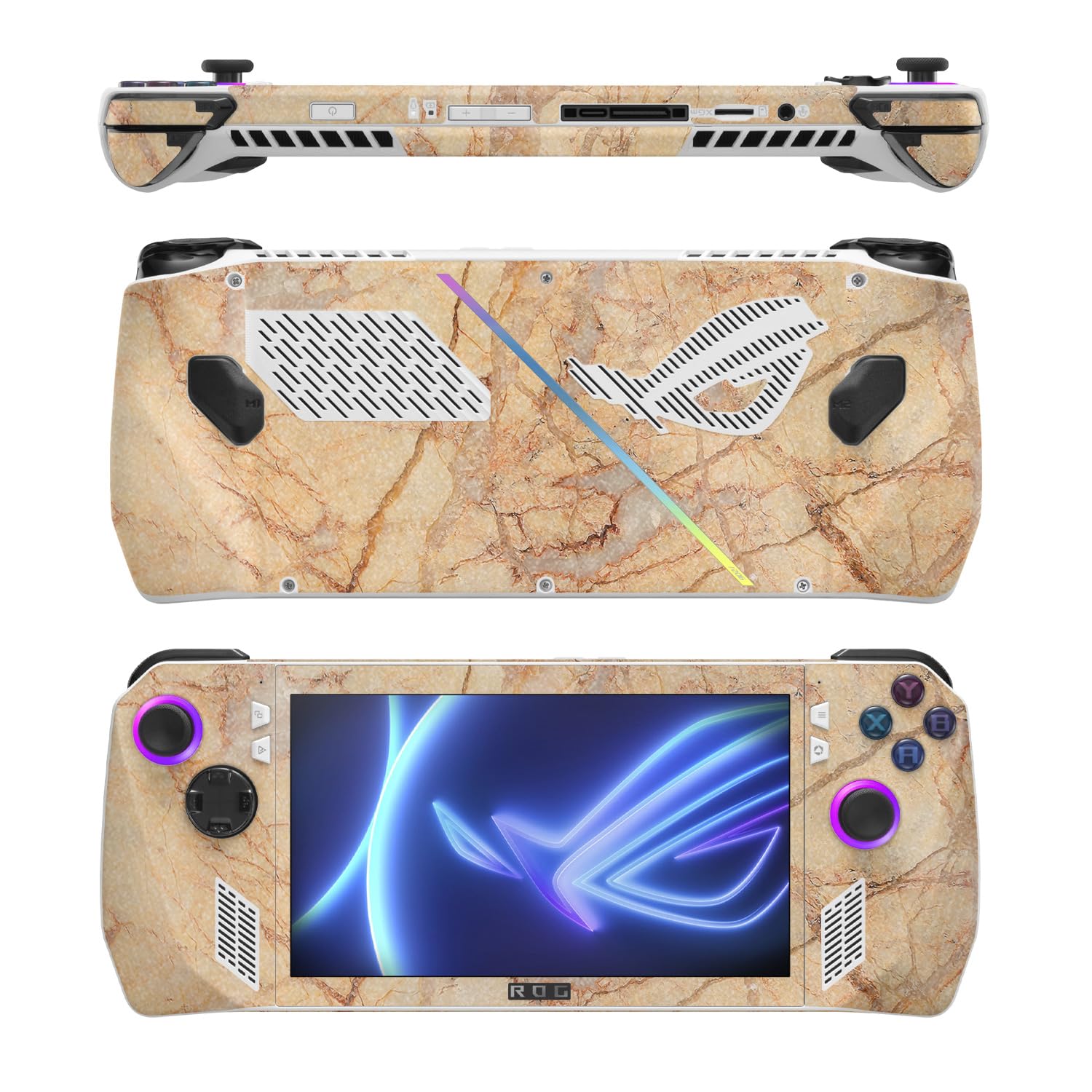 MightySkins Glossy Glitter Skin Compatible with Asus ROG Ally - Amber Marble | Protective, Durable High-Gloss Glitter Finish | E