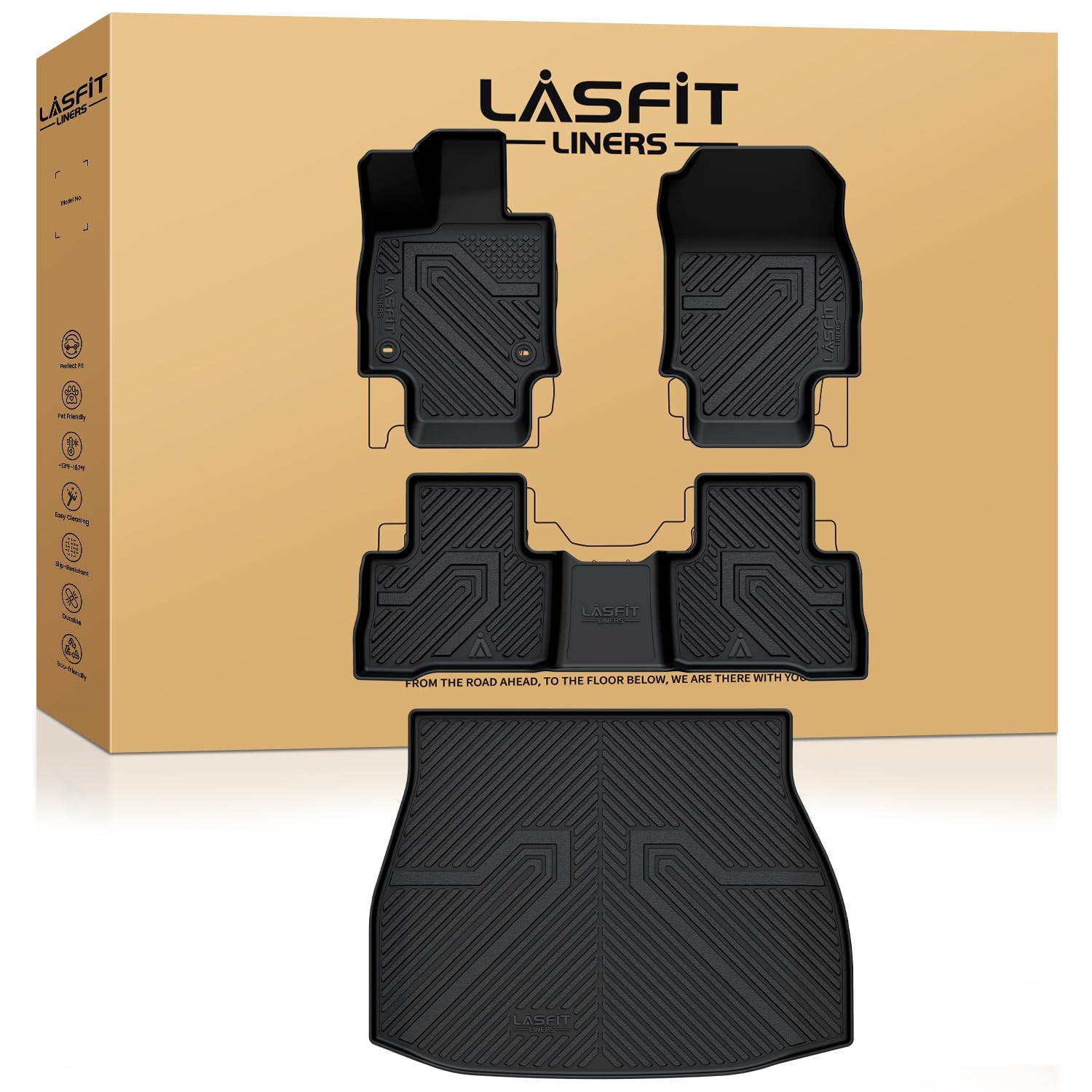 Lasfit Floor Mats&Trunk Mat For Toyota Venza 2021-2025 All Weather Tpe Mats Custom Fit Floor Liner For Toyota Venza Le/Xle/Limit